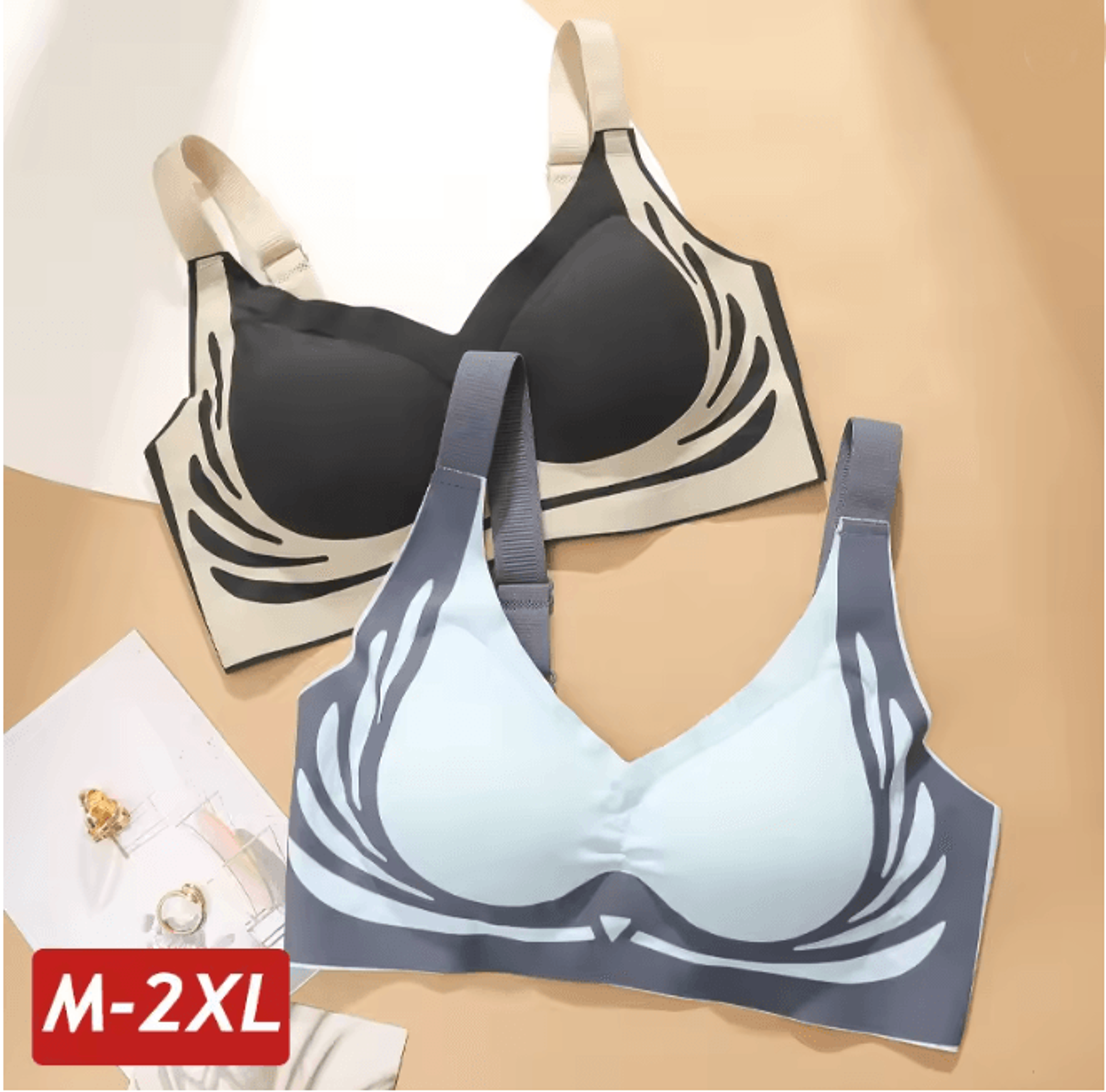 Plus Size Seamless Push Up Wireless Bra Full Cup Comfort Support