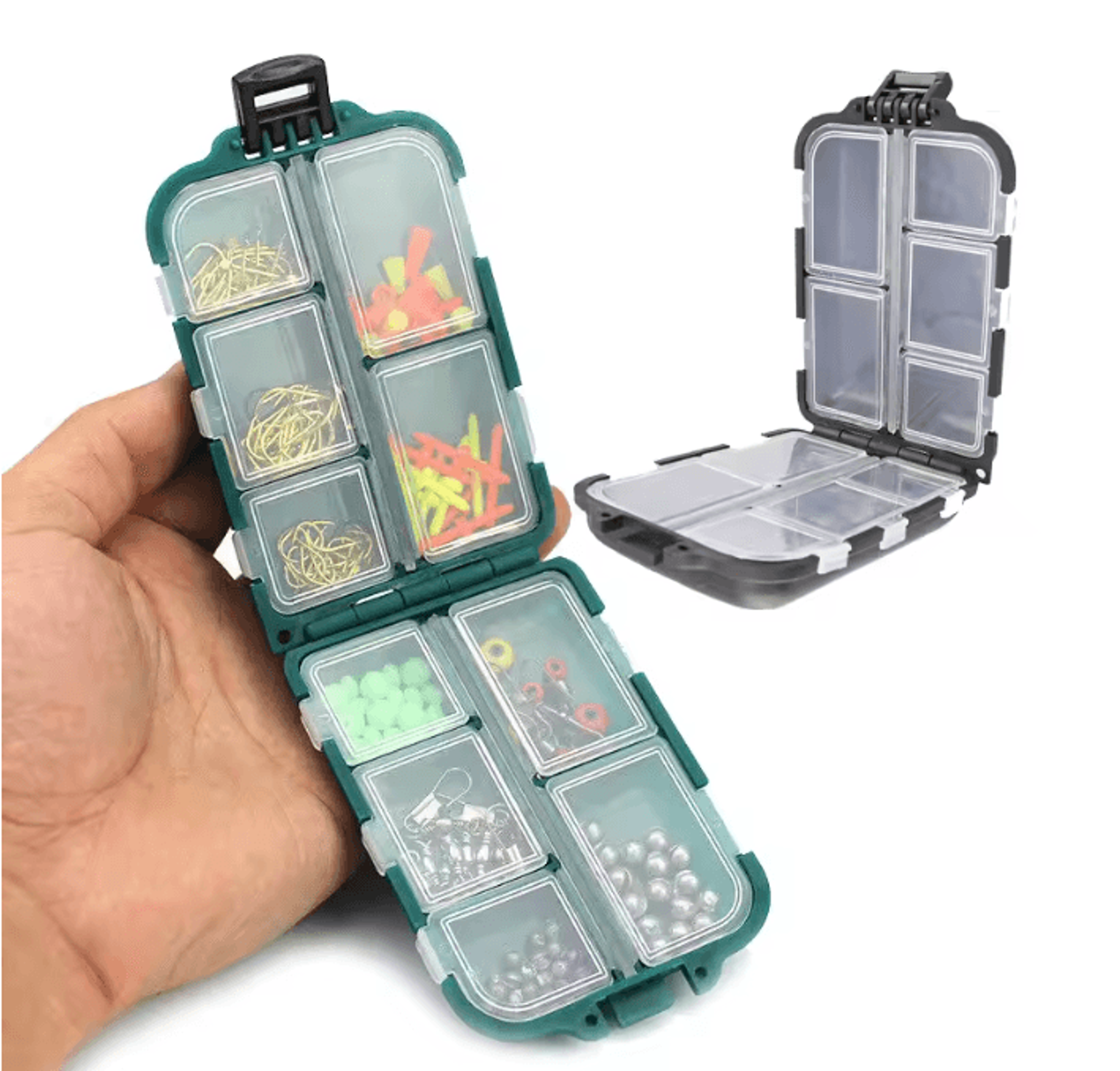 double sided fishing tackle box 10 grid storage organizer
