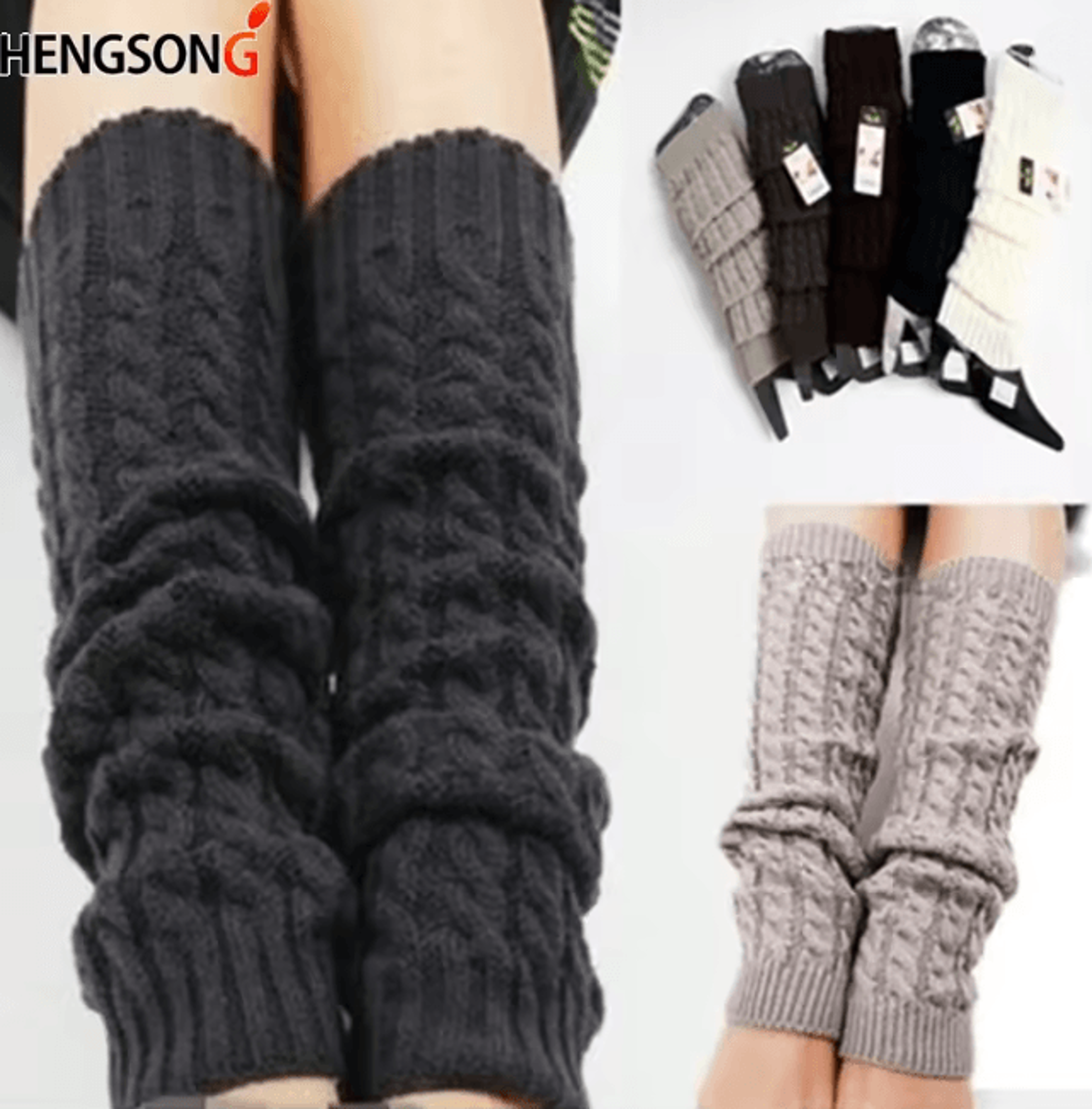 Womens Floral Knit Leg Warmers for Autumn and Winter