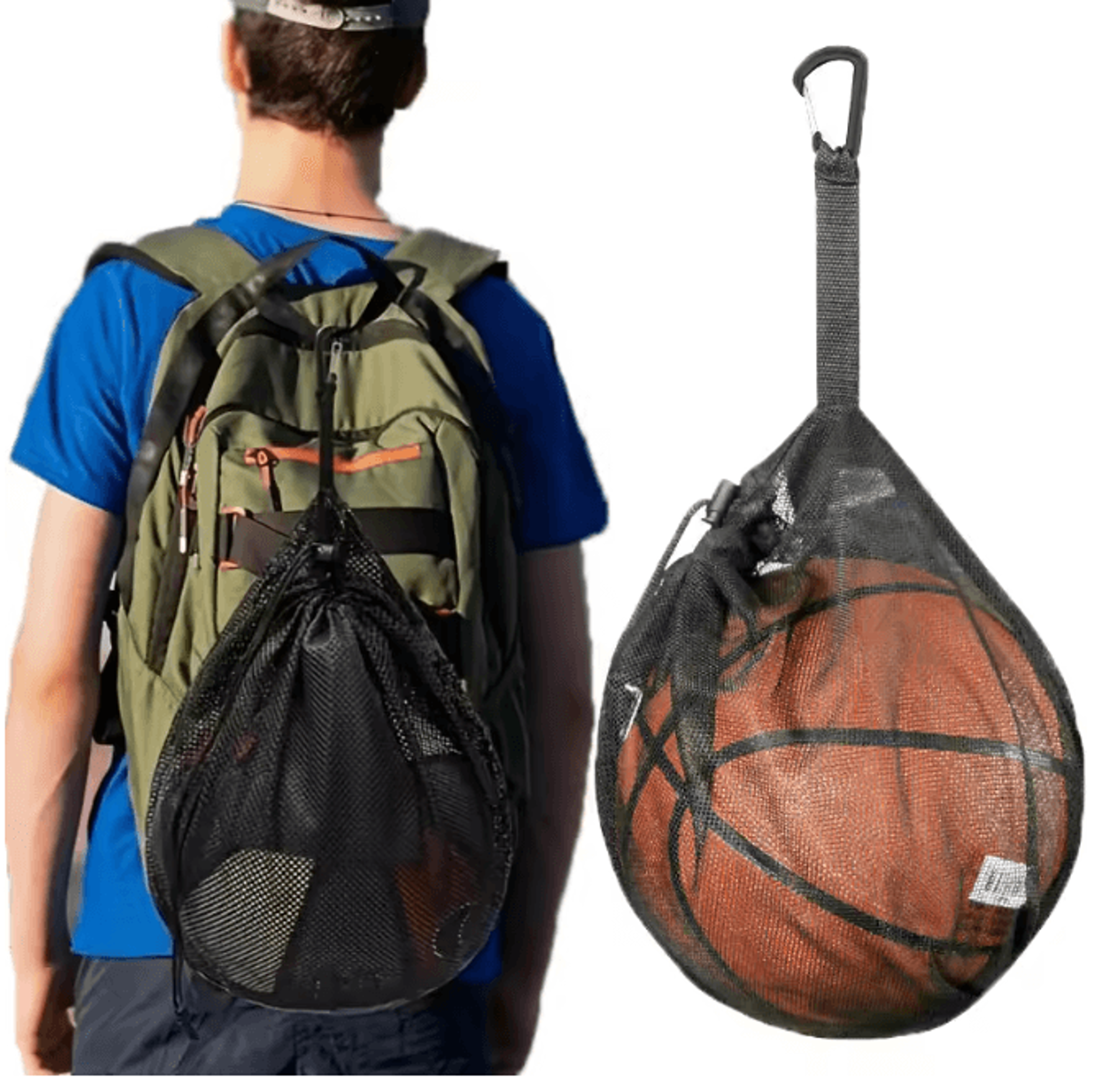 portable mesh drawstring sports ball backpack