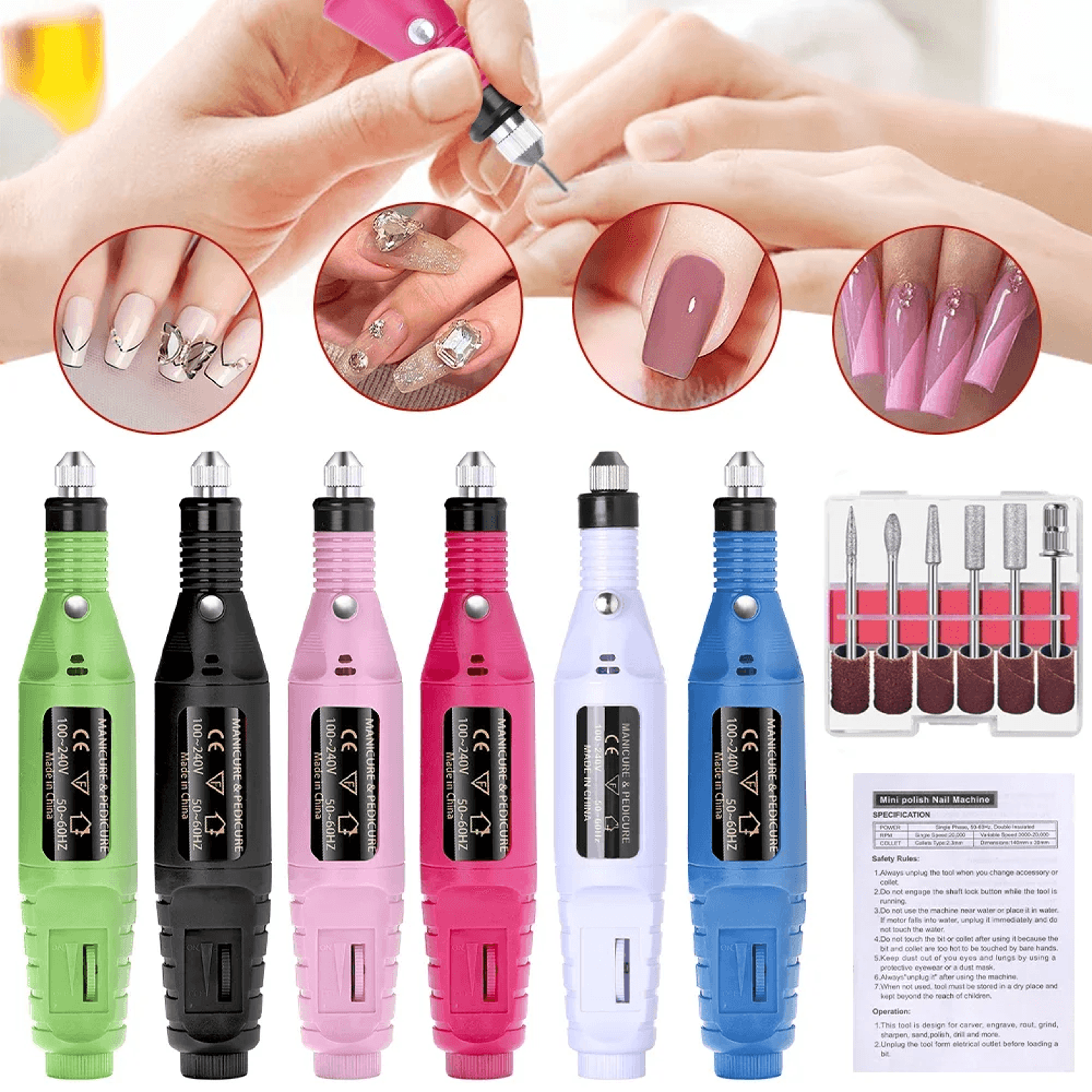 Professional Electric Nail Drill Polisher Set for Manicure and Pedicure