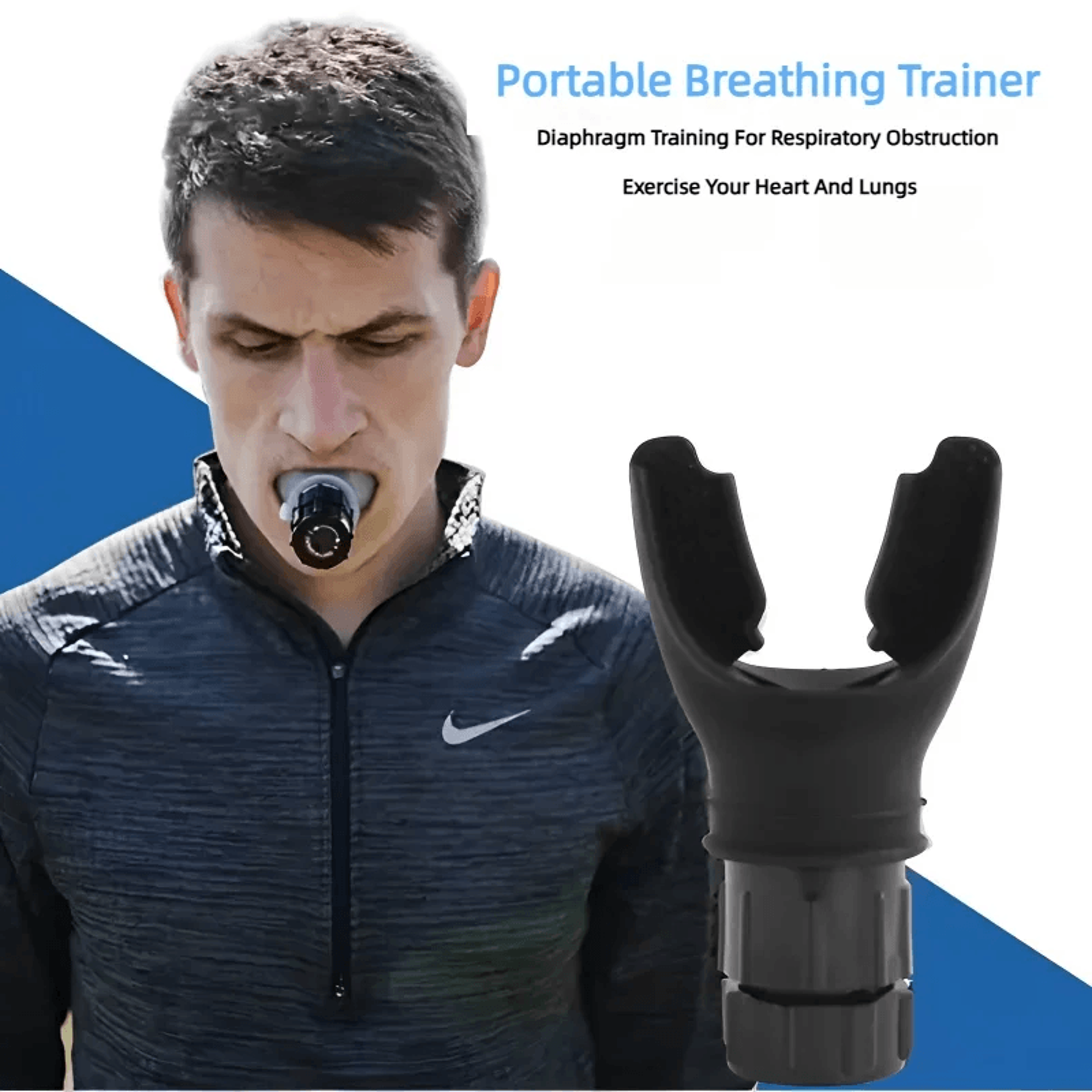 Portable Lung Breathing Exerciser Adjustable Resistance Respiratory Trainer
