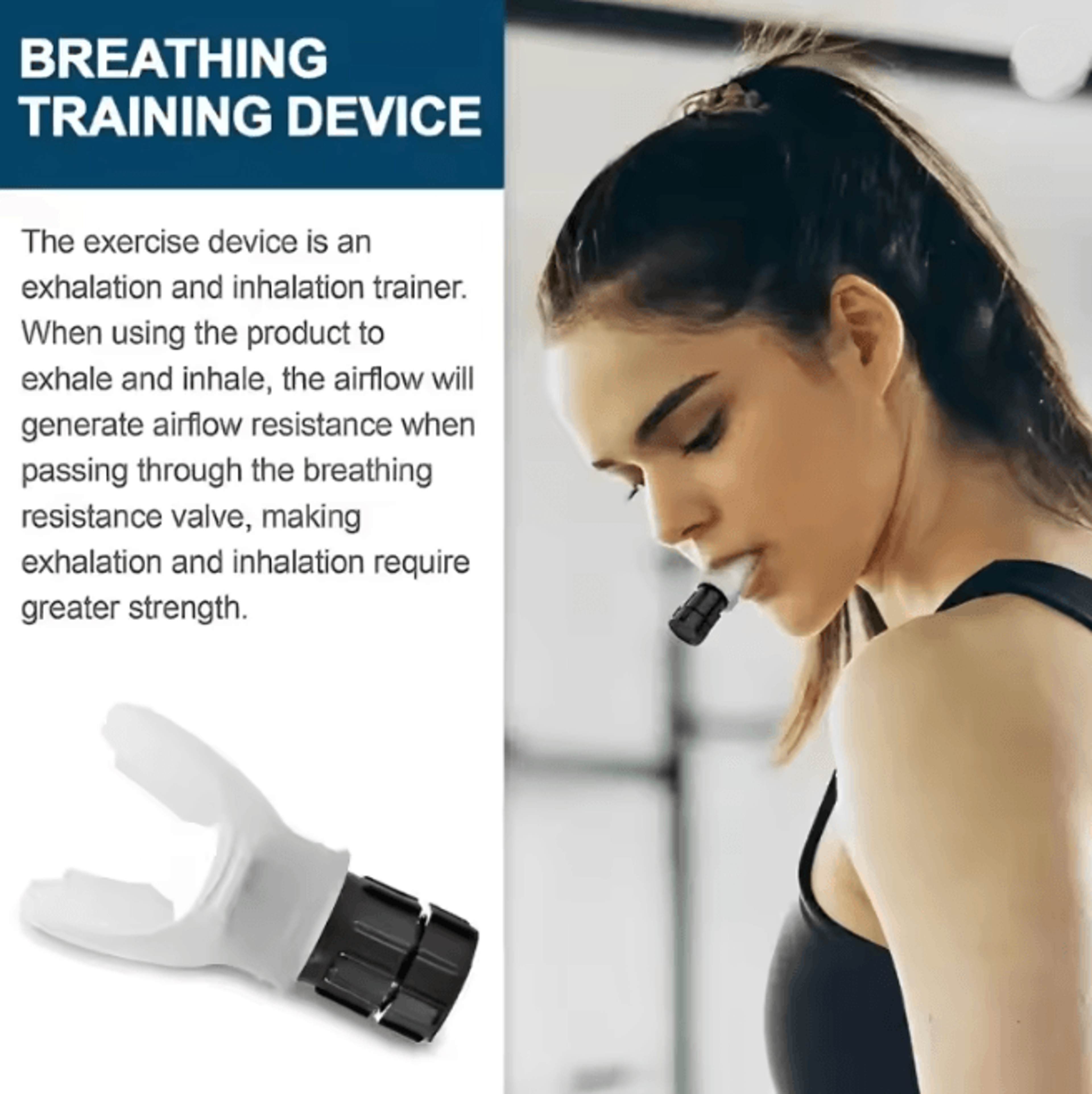 BreatheFlex Lung Breathing Exercise Device Adjustable Resistance Trainer