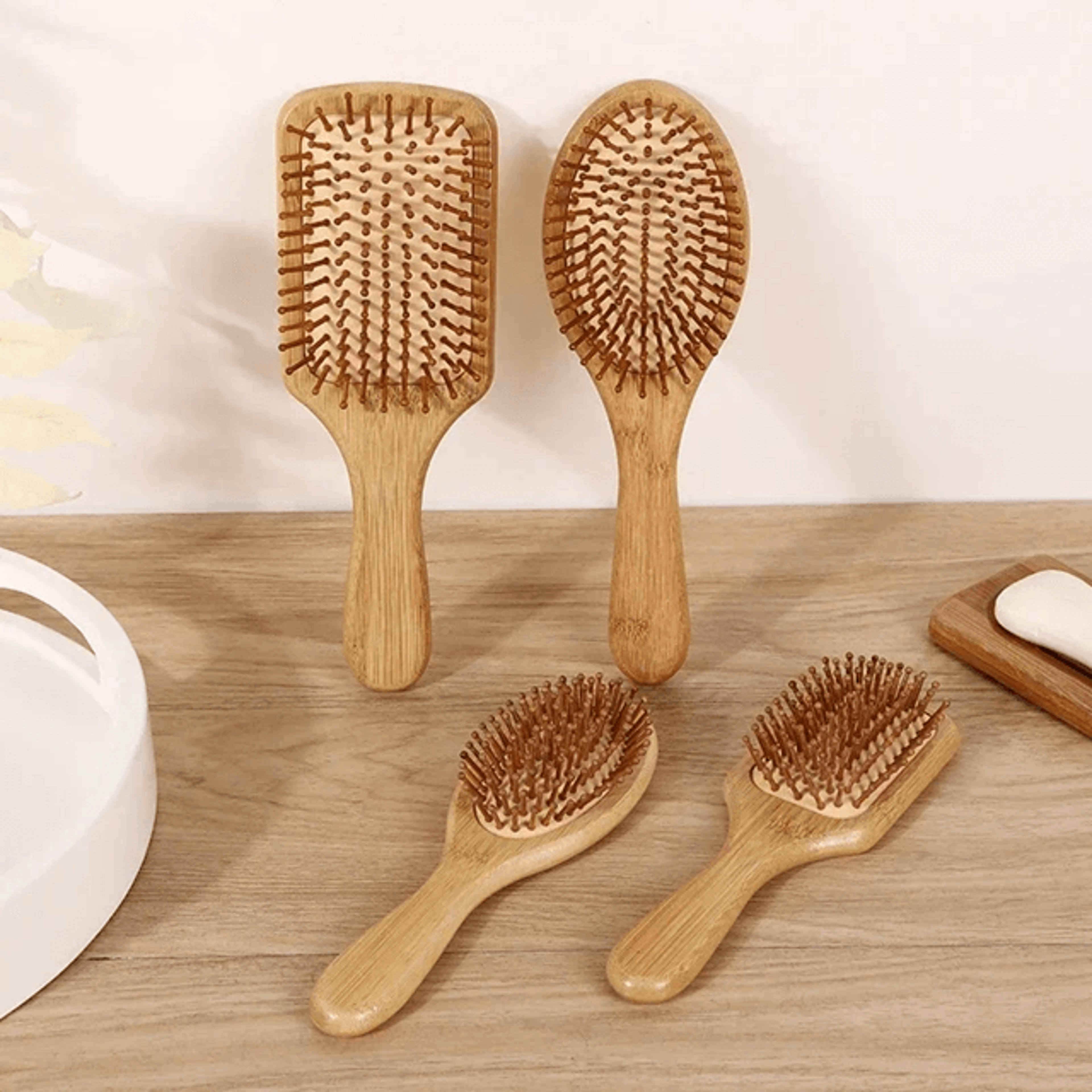 bamboo hair comb anti static wooden detangling scalp massage comb