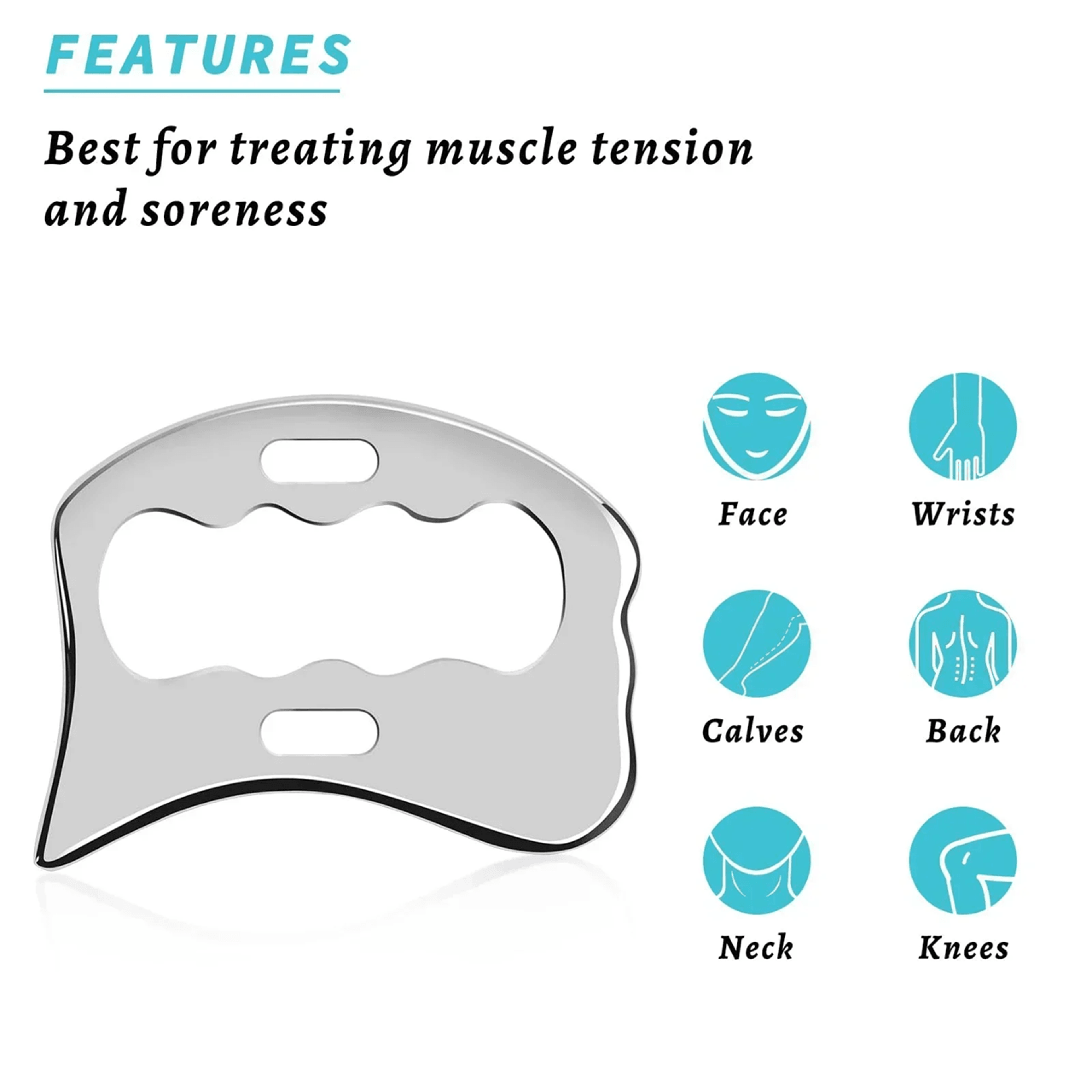 stainless steel gua sha tool for muscle massage and lymphatic drainage