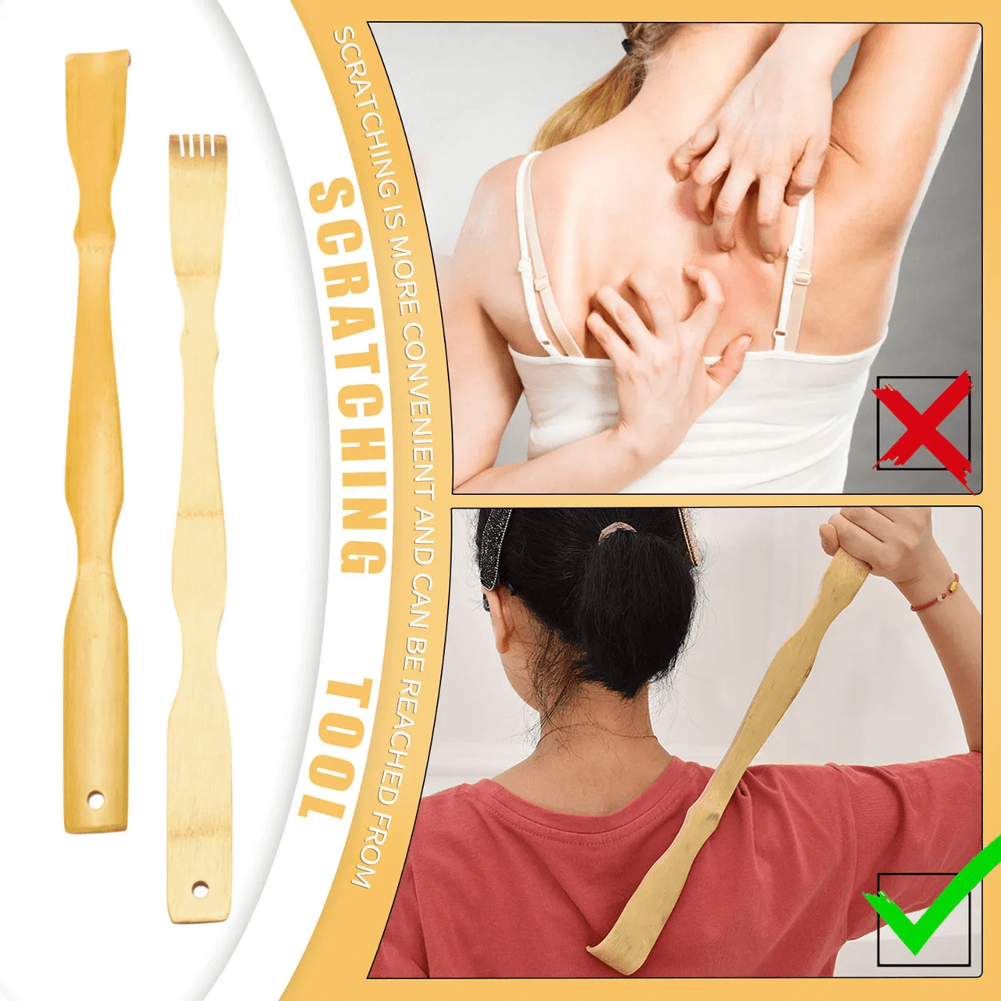 Bamboo Back Scratcher Massage Stick Long Handle Body Massager