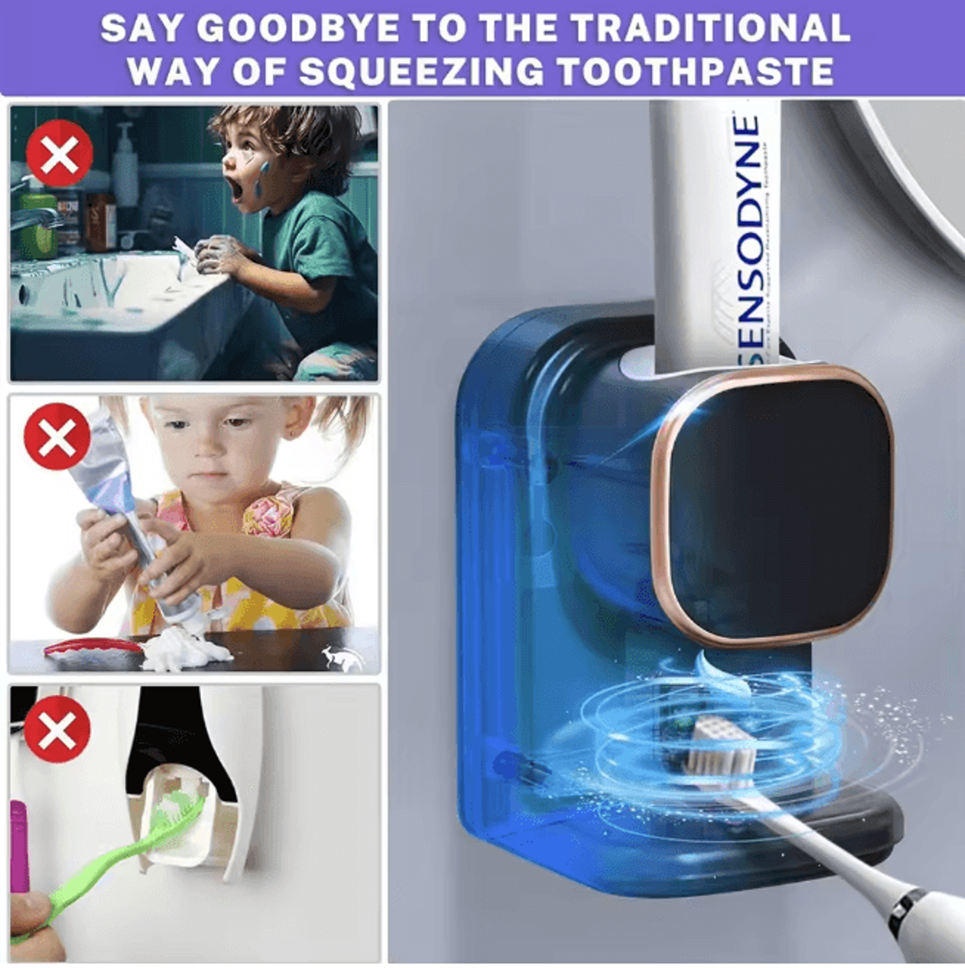 CleanPress Automatic Toothpaste Dispenser Wall Mounted Squeezer