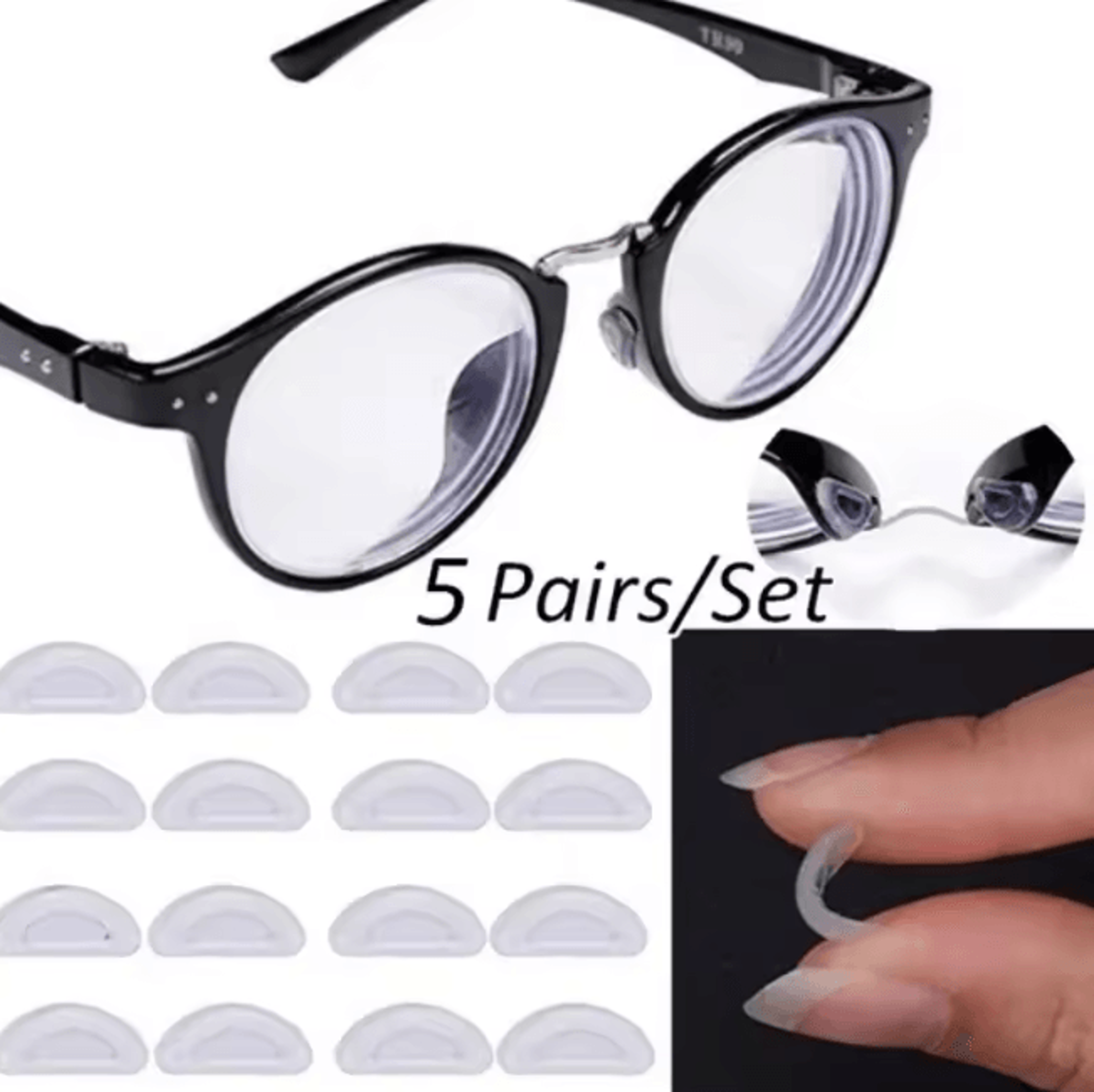 ComfortFit Silicone Nose Pads for Glasses Non Slip Adhesive