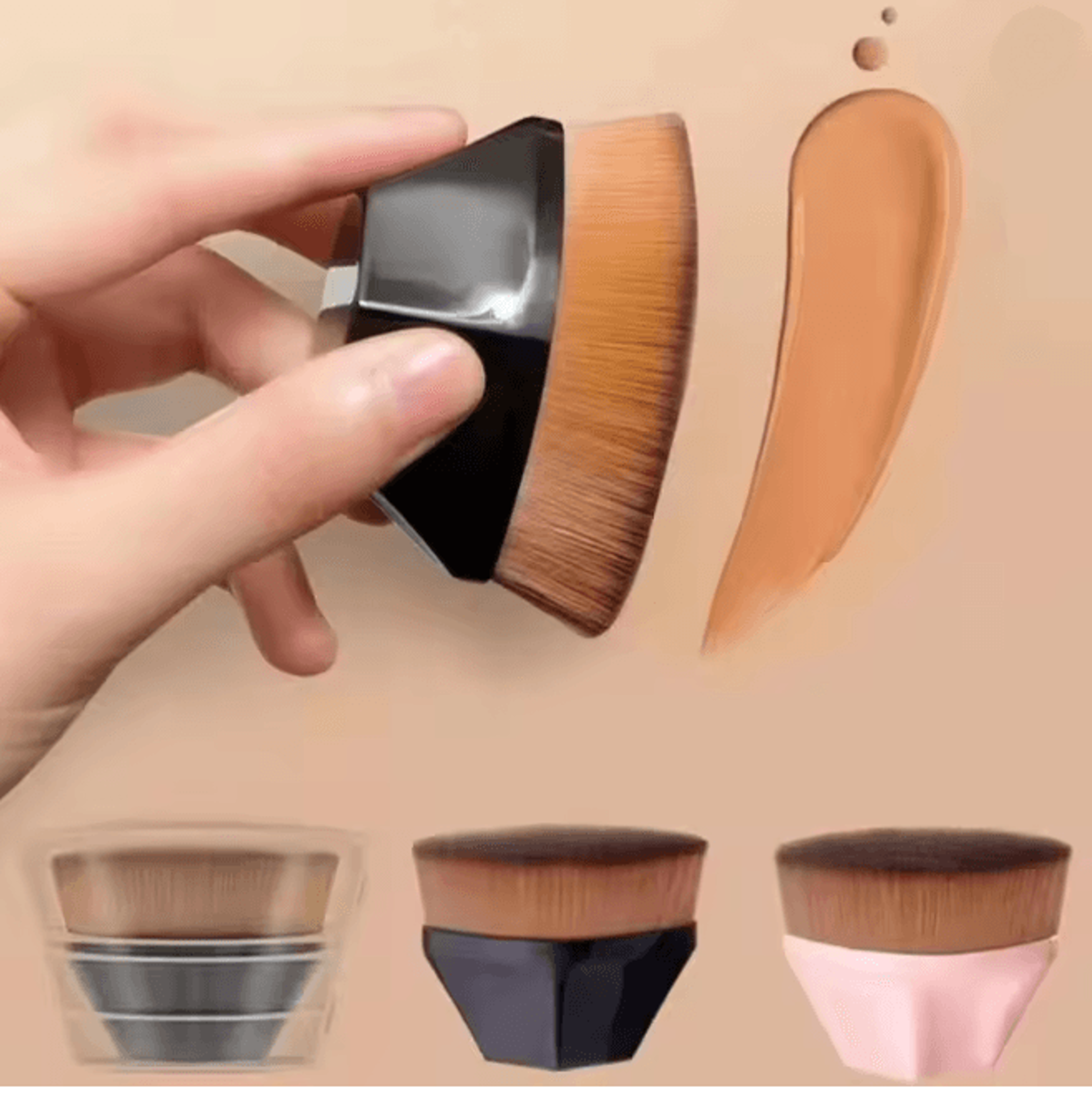 Hexagonal Kabuki Foundation Makeup Brush Set Flawless Coverage