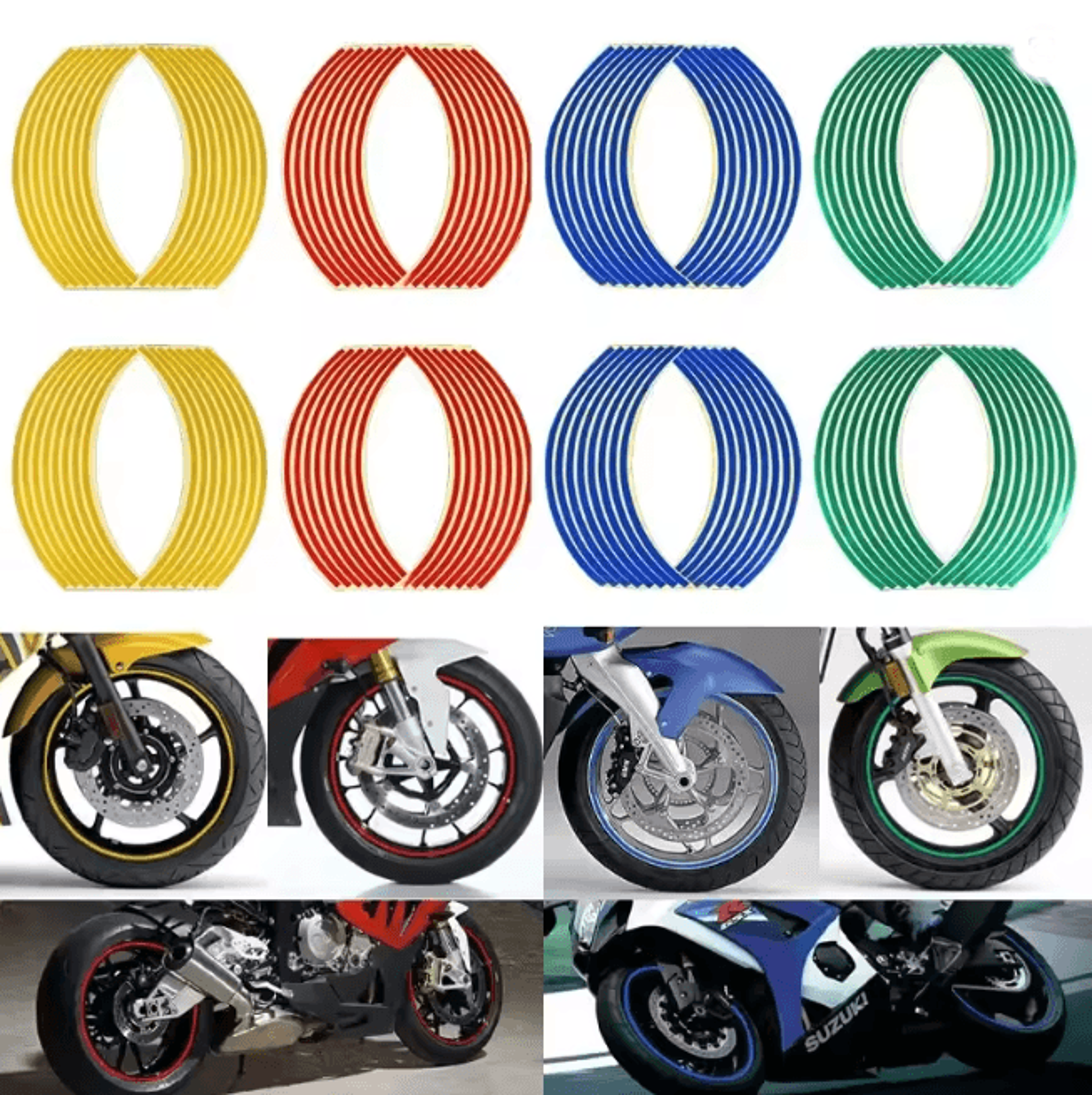 reflective motorcycle wheel rim stripe stickers for bike and motorbike