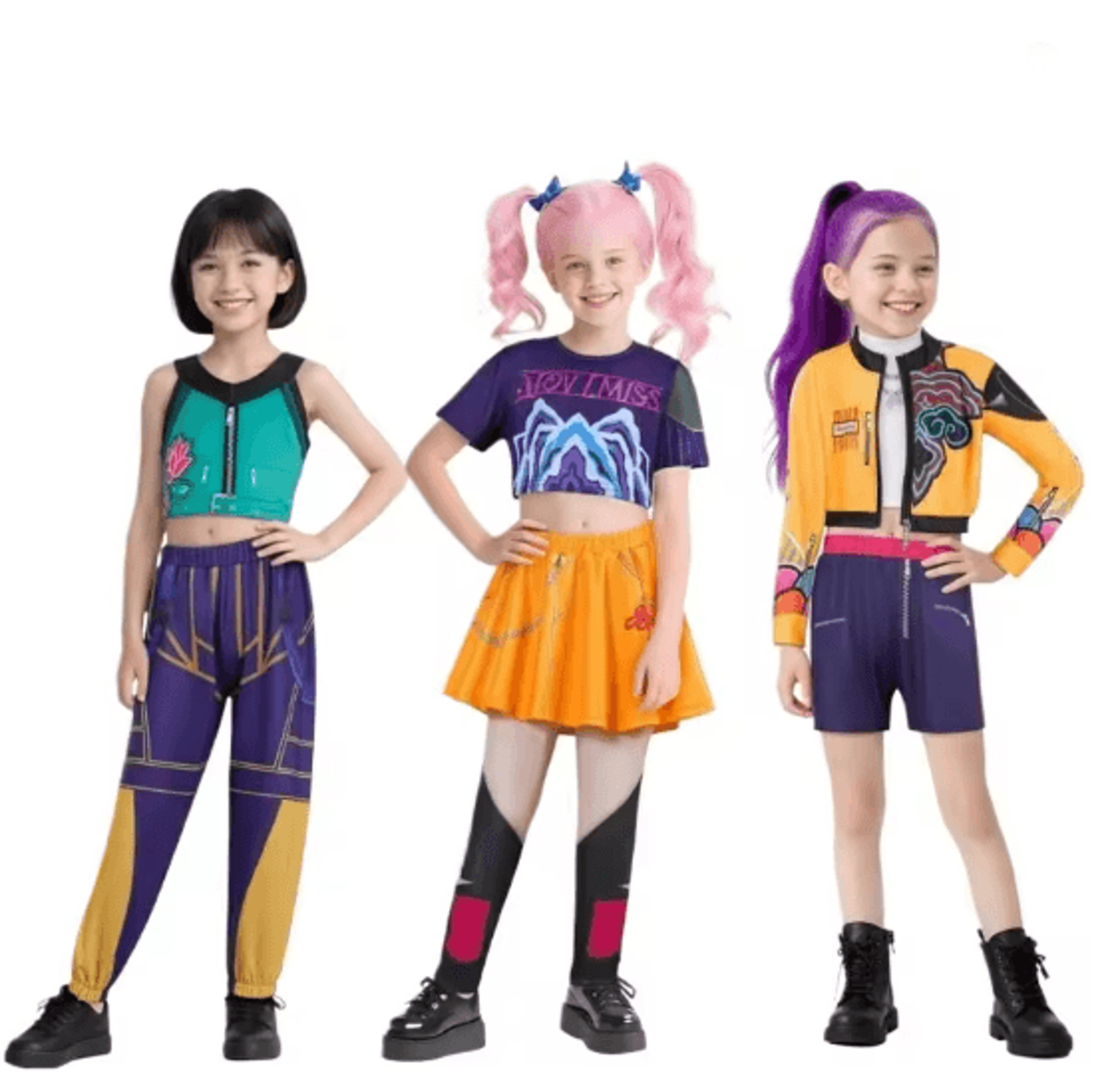 Girls Kpop Demon Costume for Kids Anime Cosplay Stage Performance Outfit