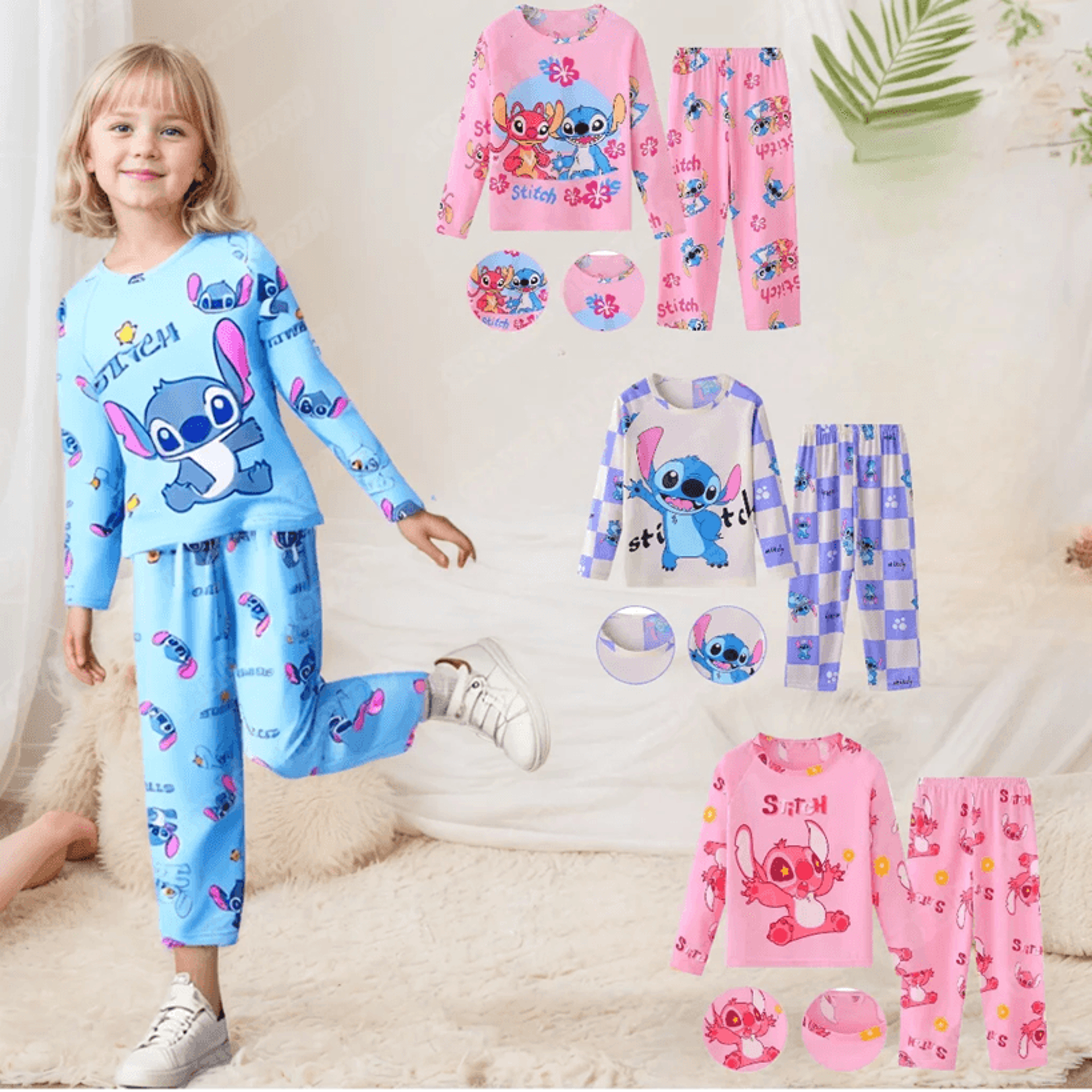 Kids Stitch Pajama Set Cute Cartoon Sleepwear for Boys and Girls