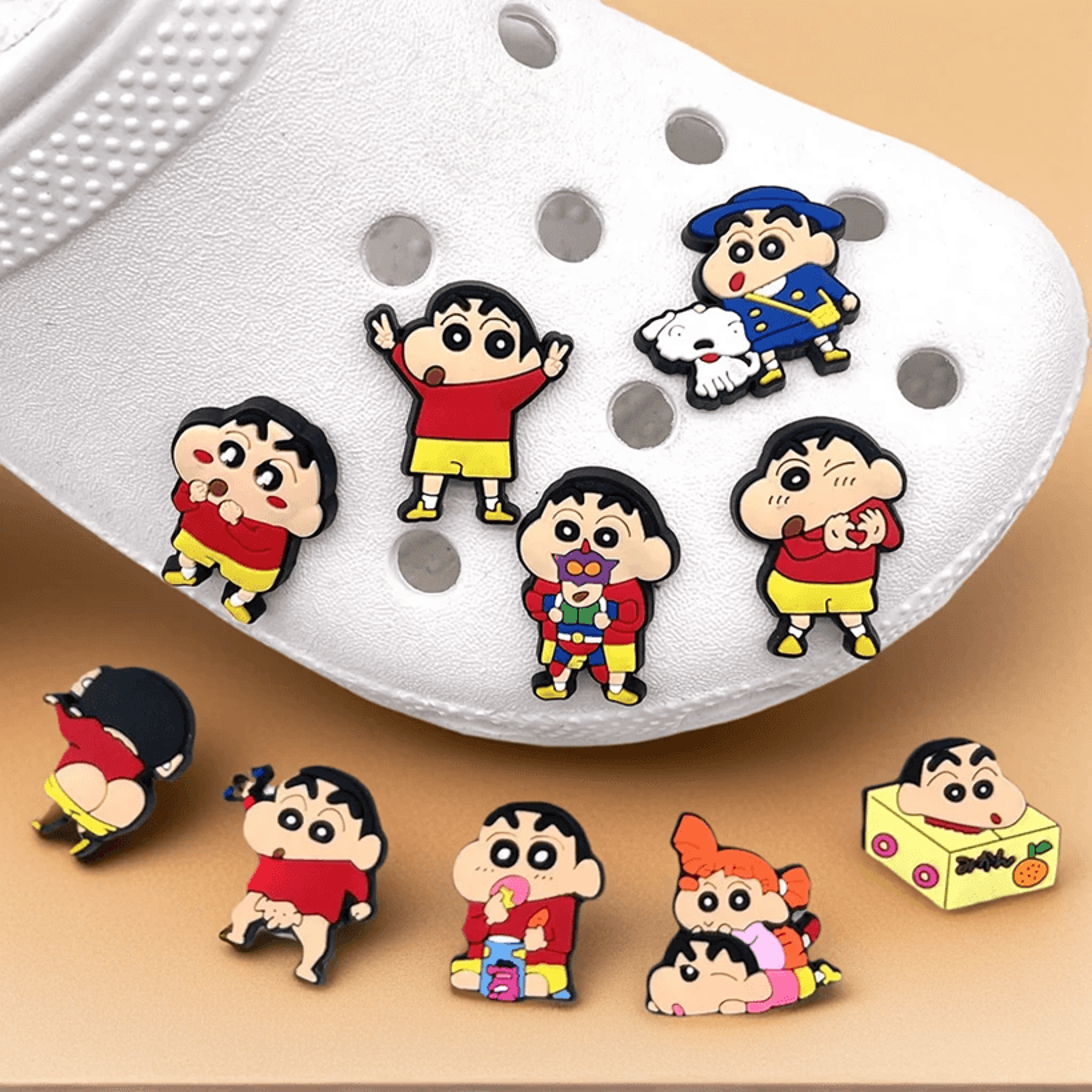 crayon shinchan shoe charms cartoon sneaker buckle accessories 10 pack