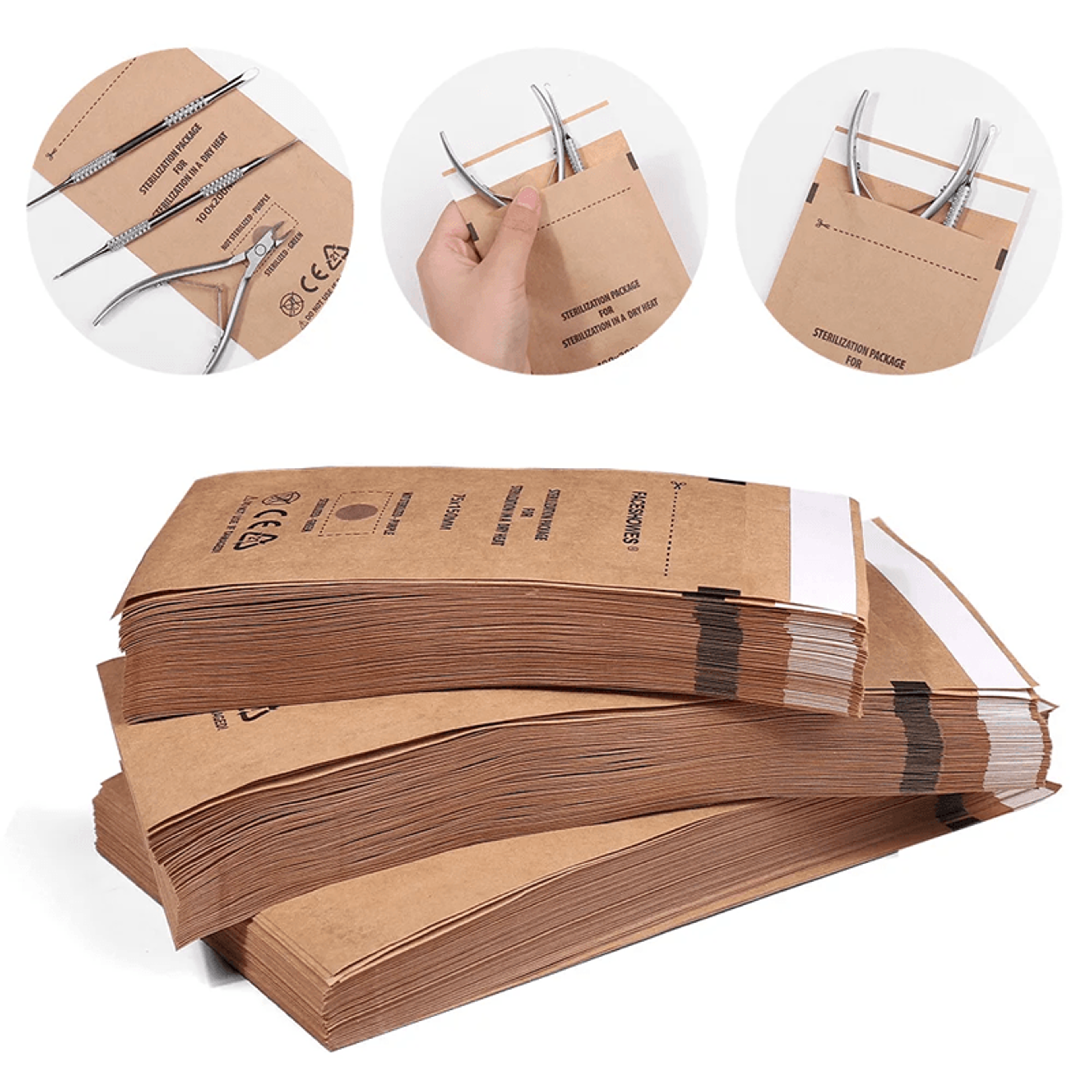 Disposable Kraft Paper Sterilization Bags for Nail Tools Manicure and Salon Use