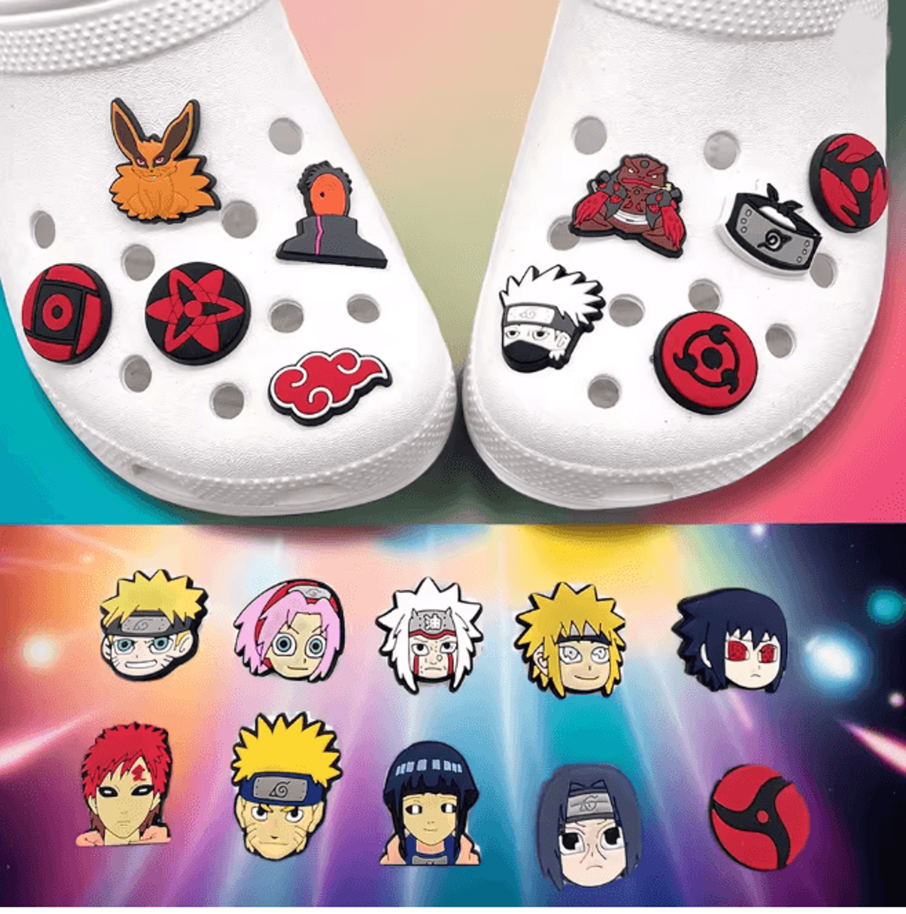 Anime Shoe Charms Set 20 Piece Ninja Character Clog Decorations