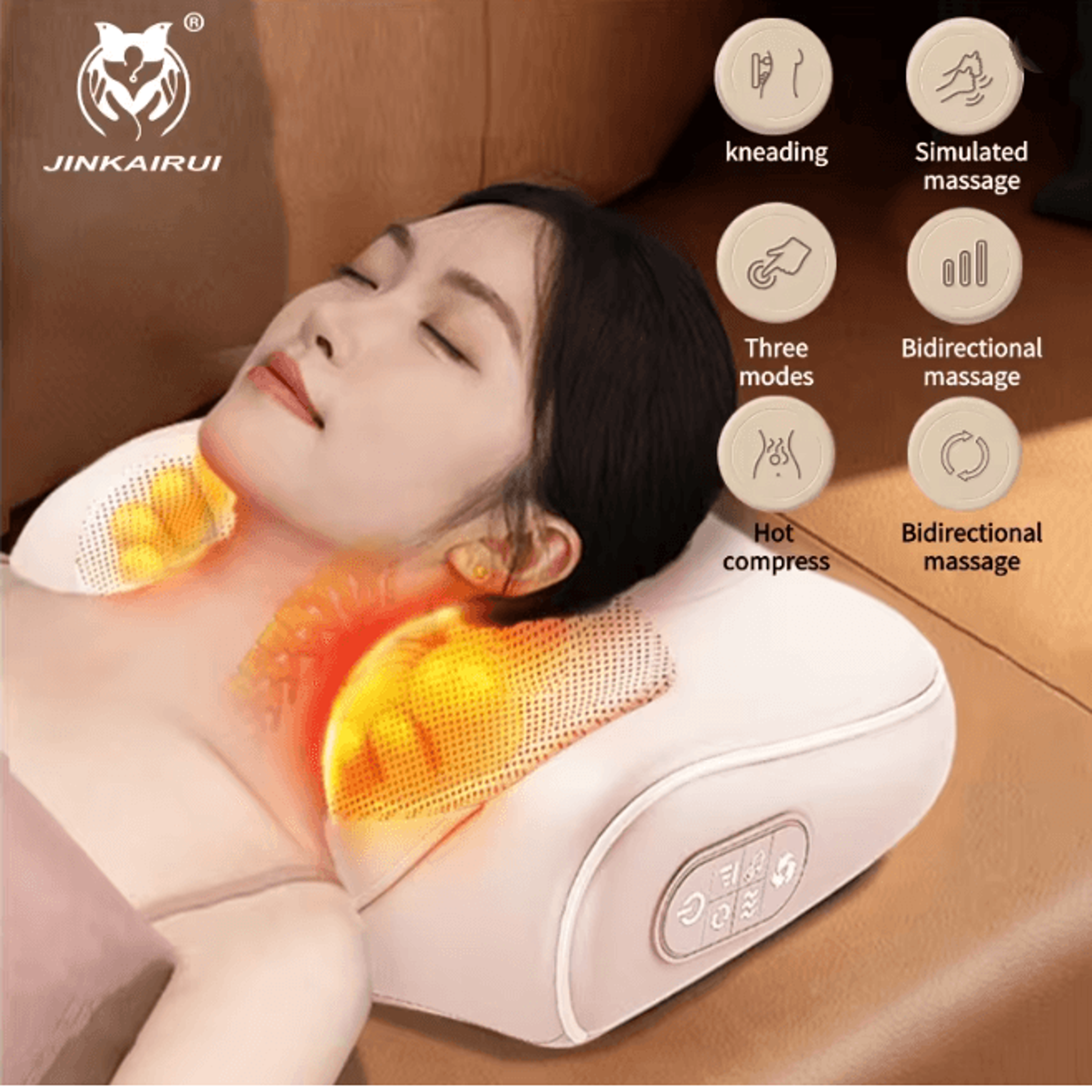 Neck Shoulder Back Shiatsu Massage Pillow with Heat Deep Relaxation Support