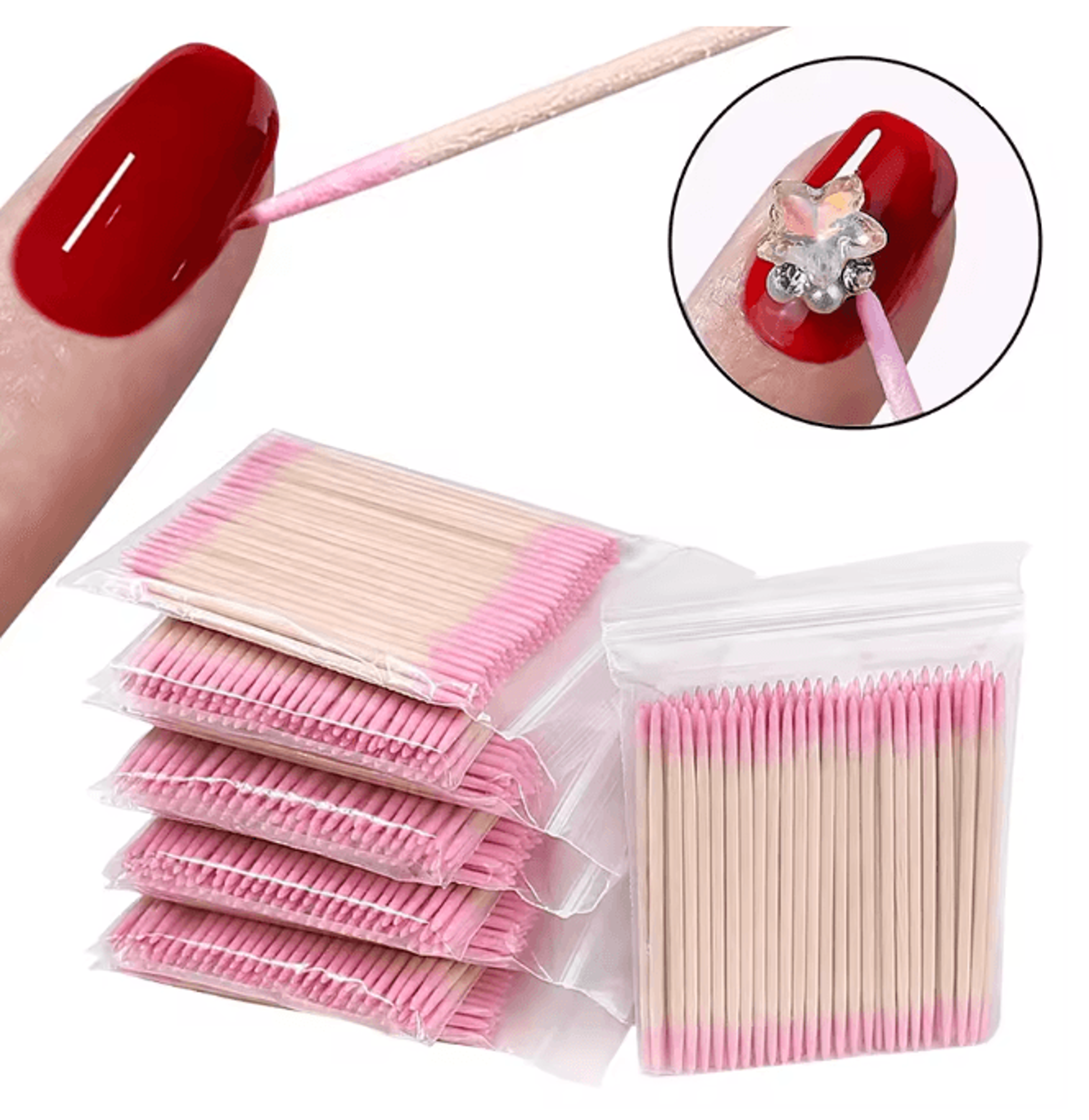 Double Ended Precision Cotton Swabs for Nail Art and Makeup 100 Pack