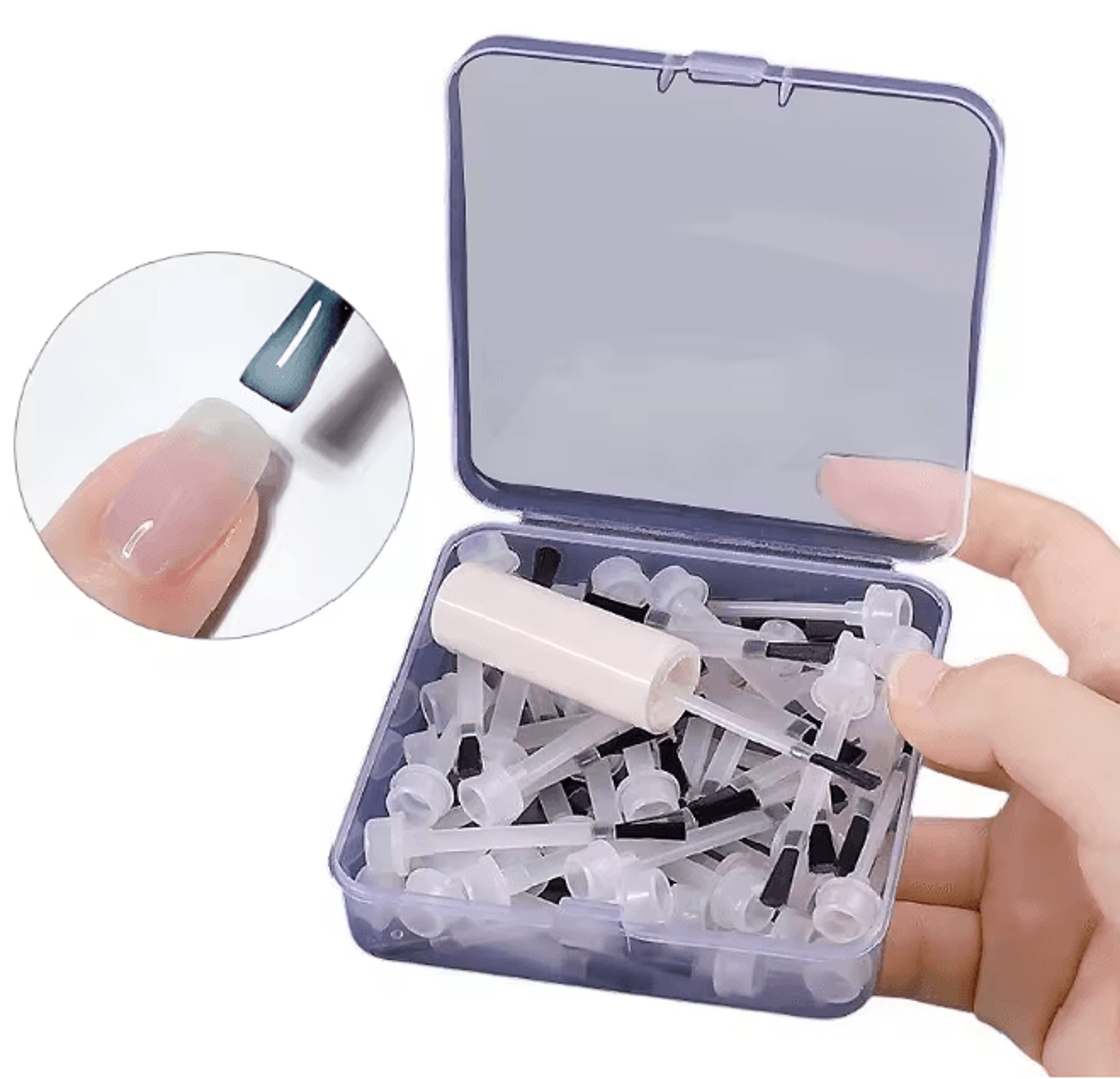 Disposable Nail Polish Brush Set 50 Piece Flat Brushes with Handle