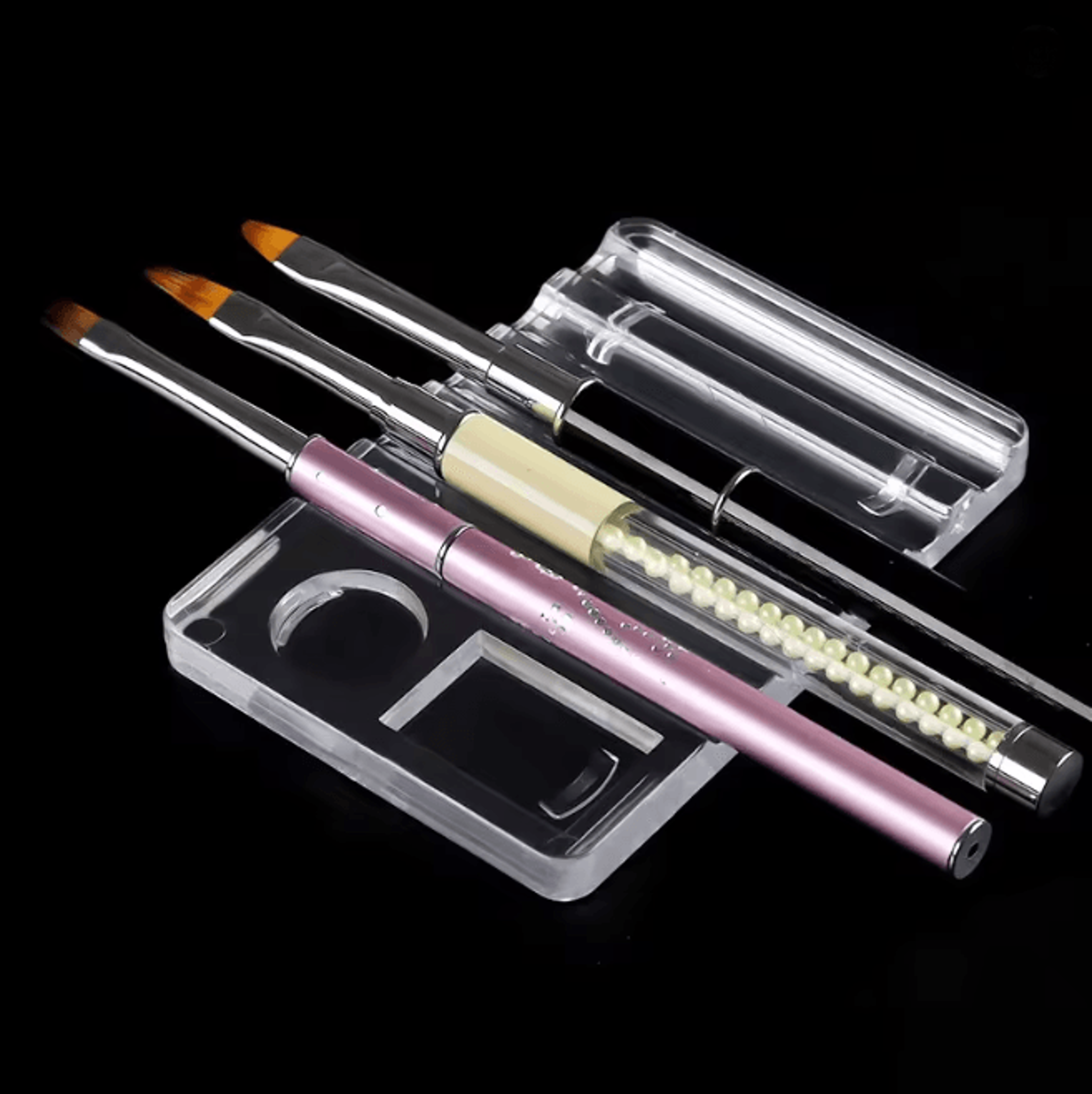 acrylic nail art pen holder with color palette 5 compartment organizer stand