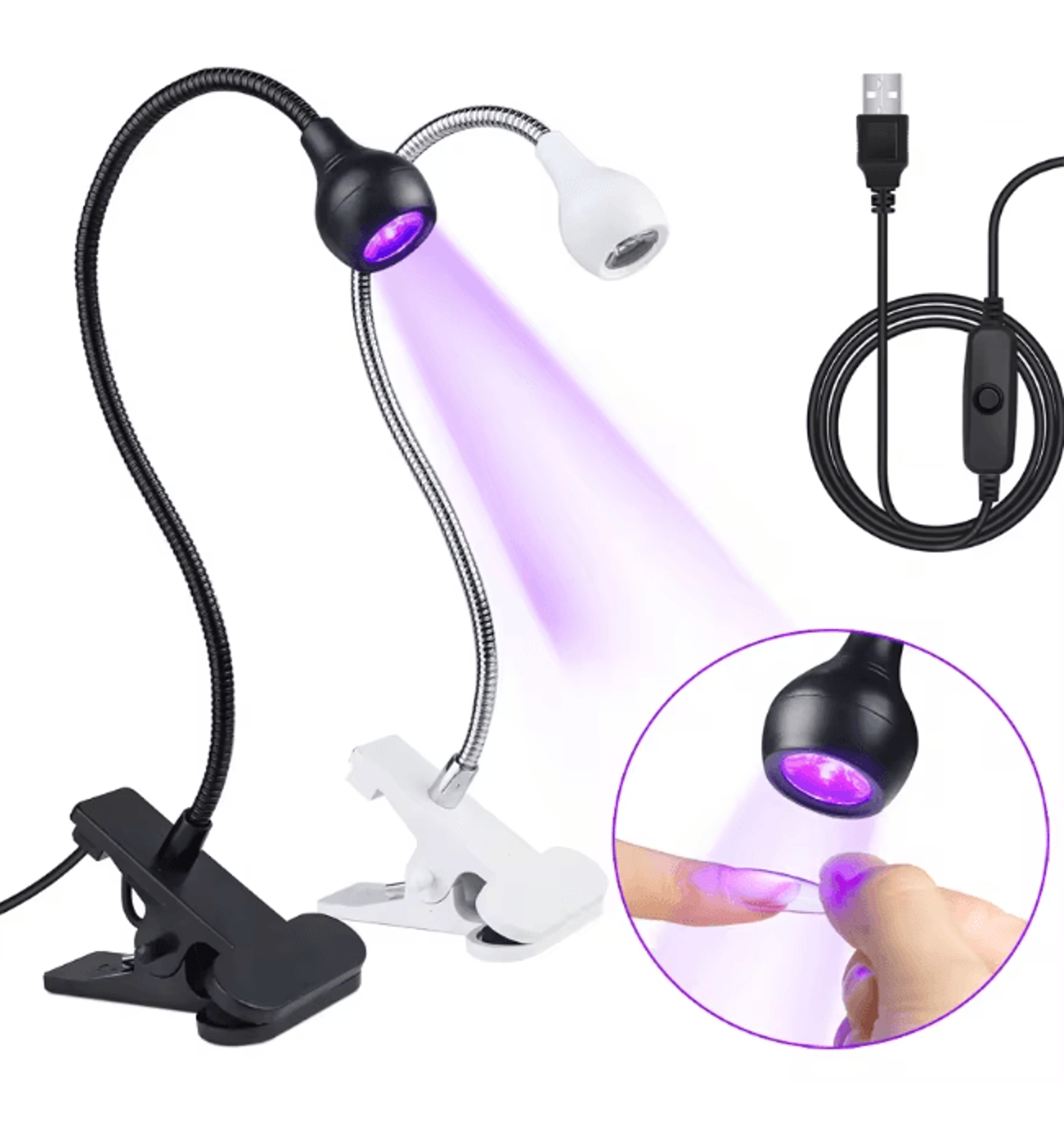 5w uv gel nail lamp with clip and flexible arm nail dryer