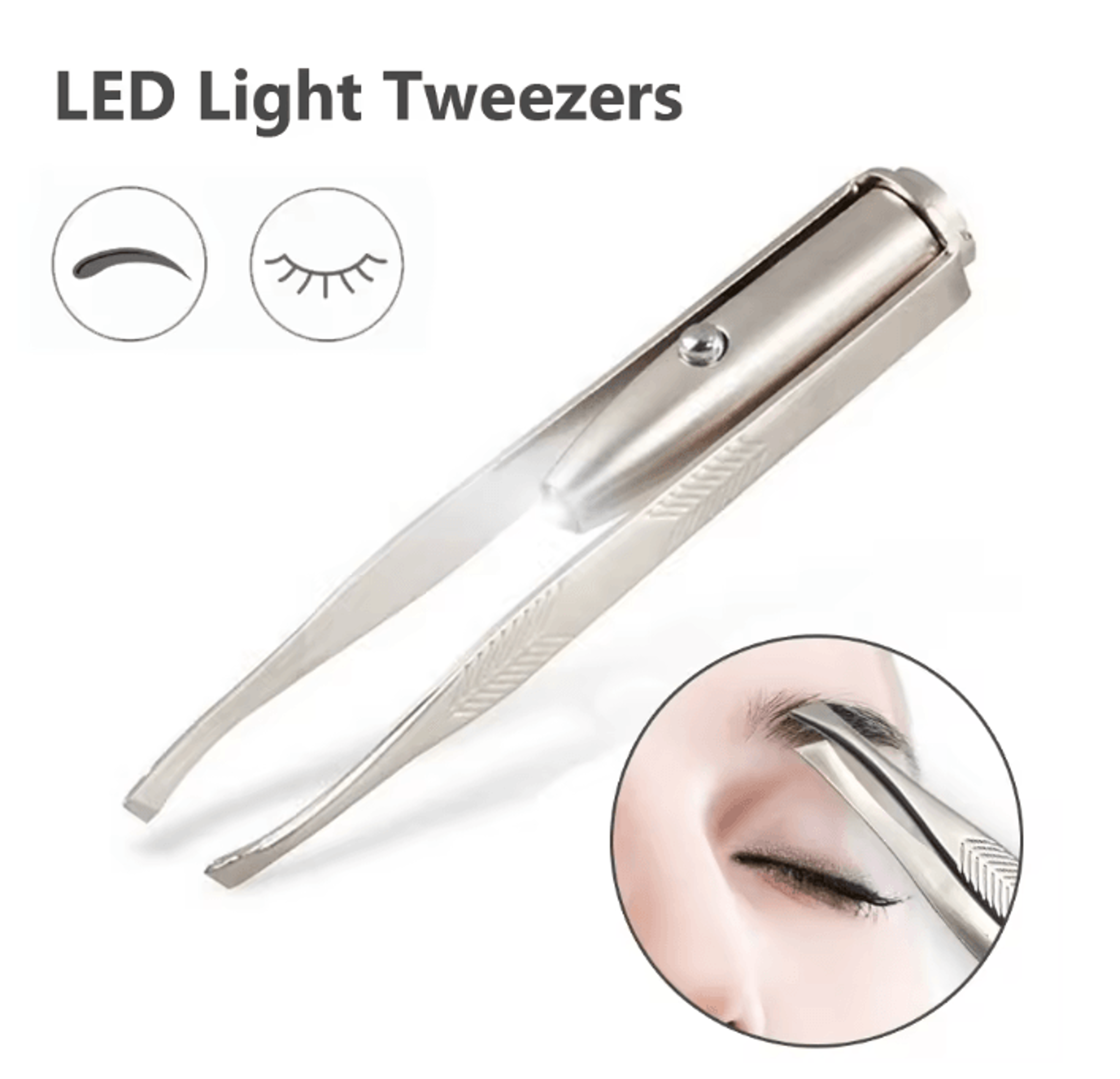 LED Lighted Eyebrow Tweezers for Precise Brow Shaping