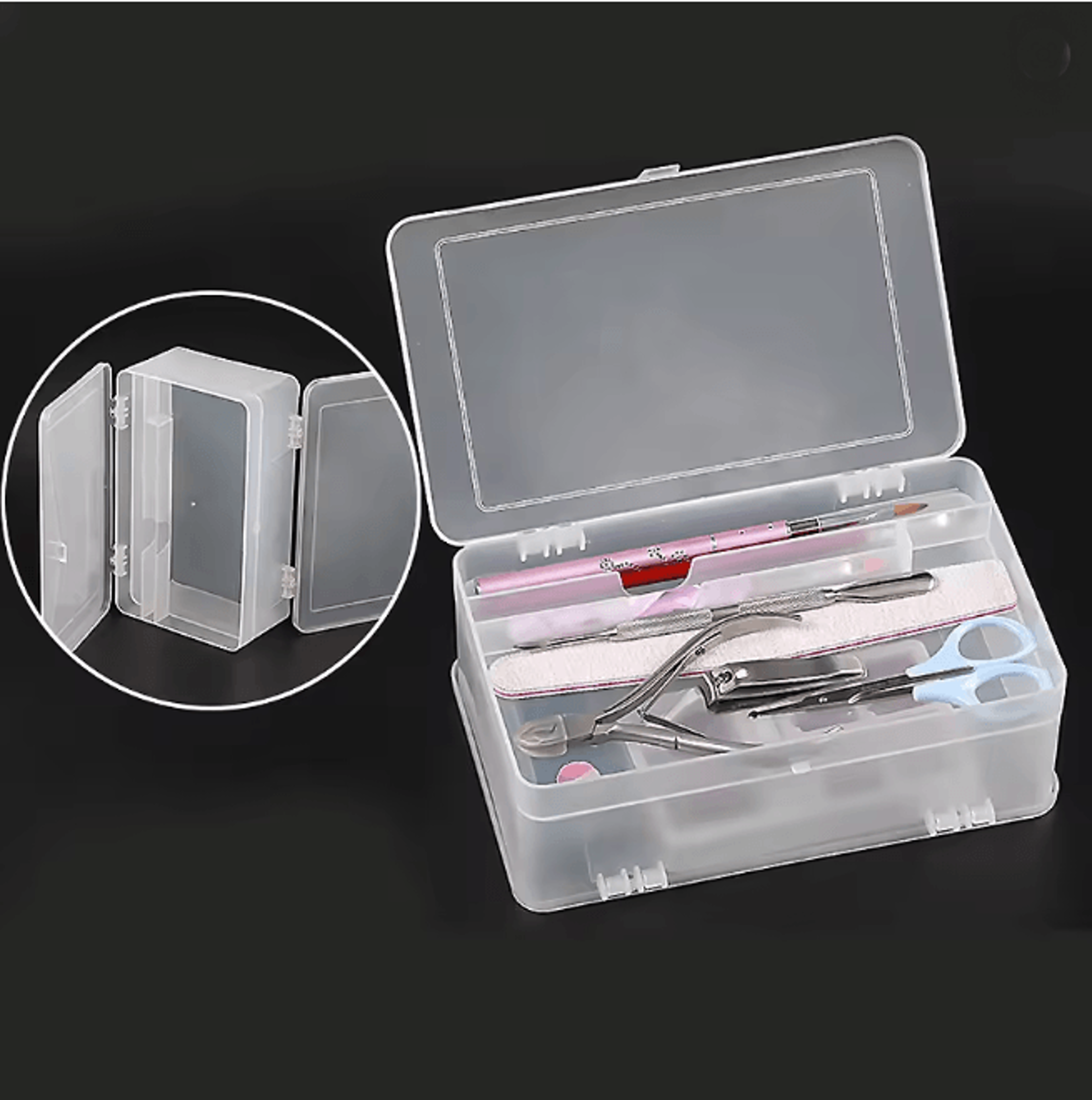 double layer nail tool storage box large capacity organizer case