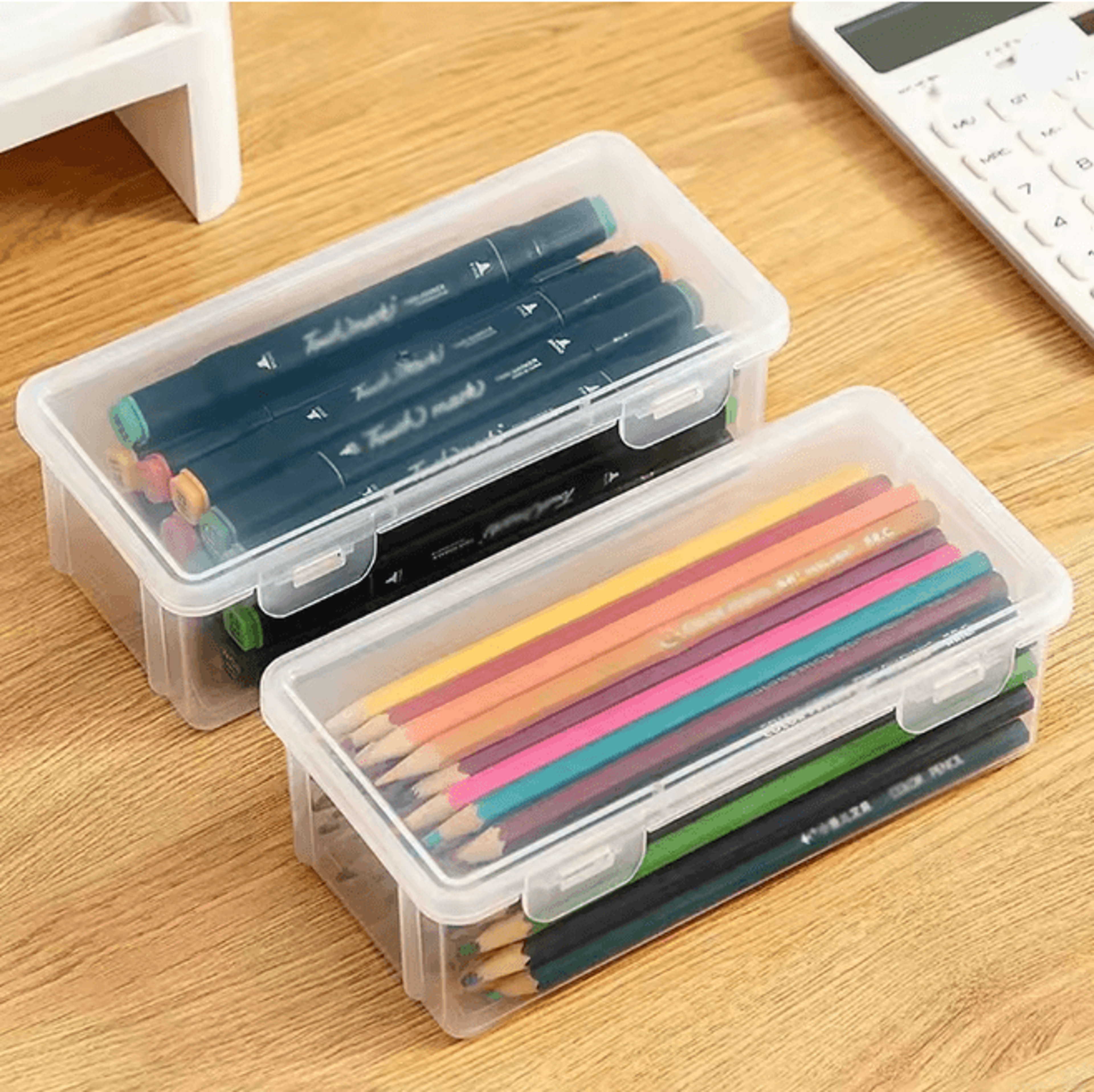 Translucent Large Capacity Pencil Case Lightweight Storage Organizer