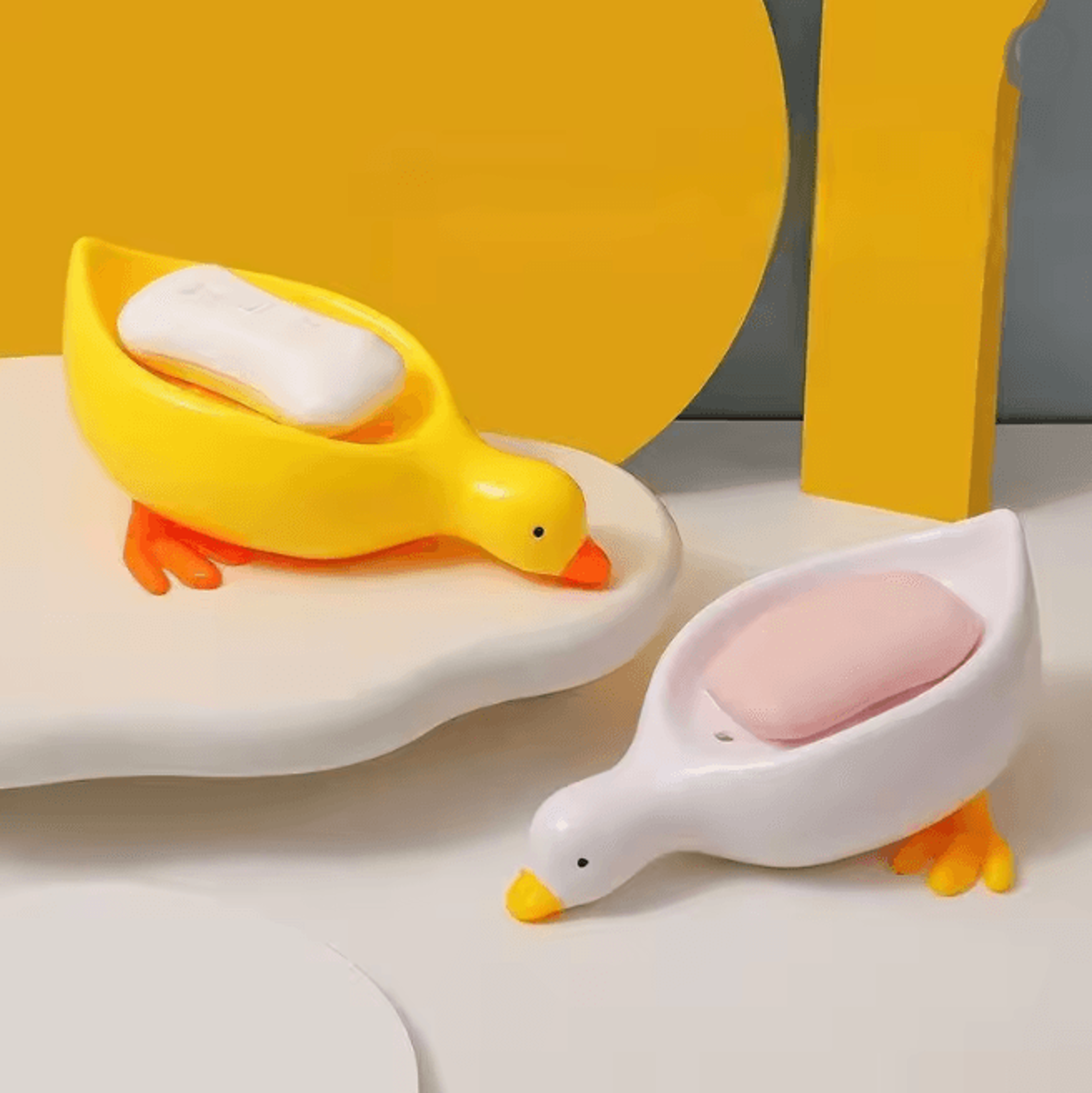 Duck Shape Self Draining Soap Holder Bathroom Soap Organizer Tray