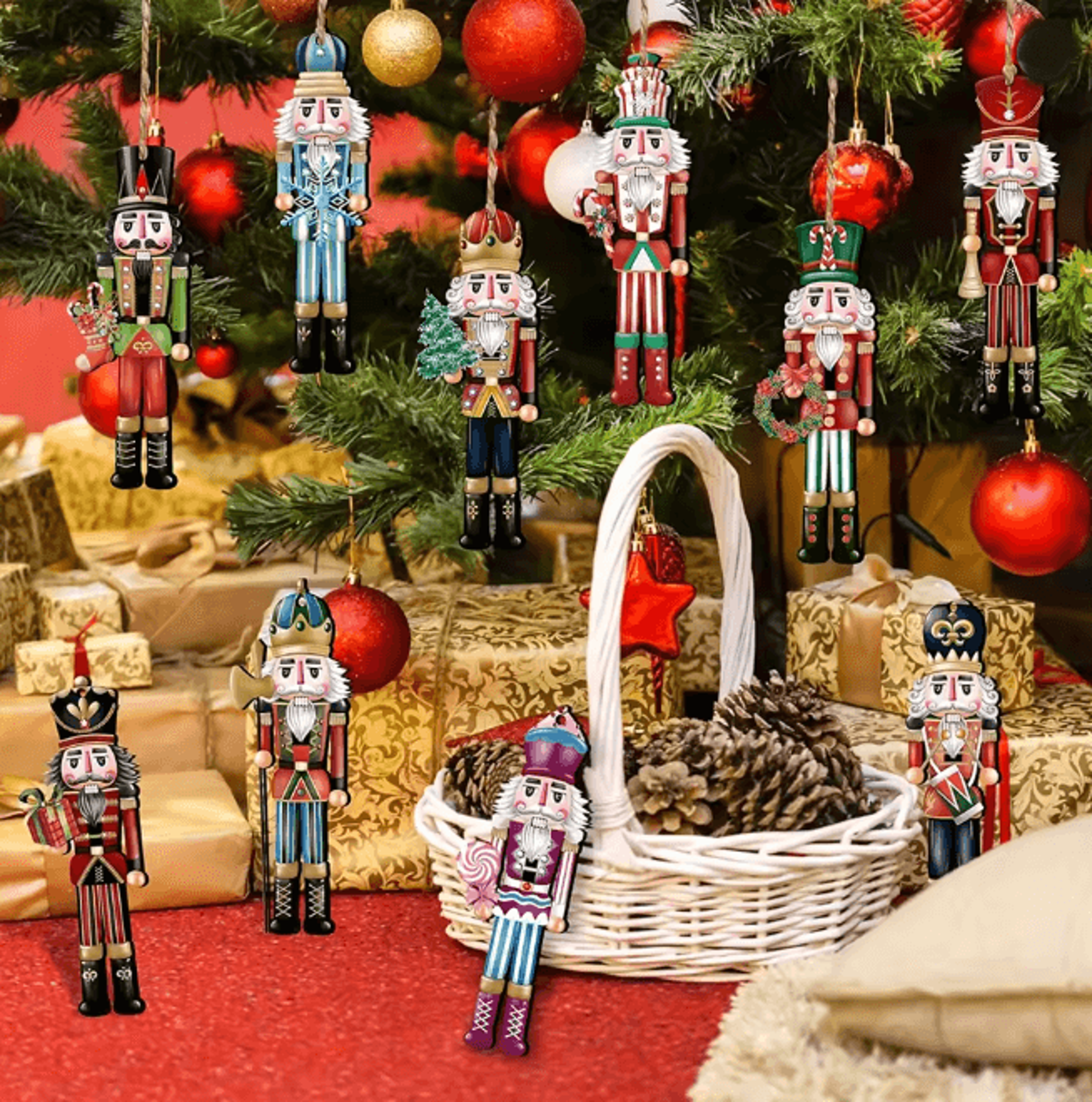 12 Piece Wooden Nutcracker Christmas Decoration Set Holiday Home Decor