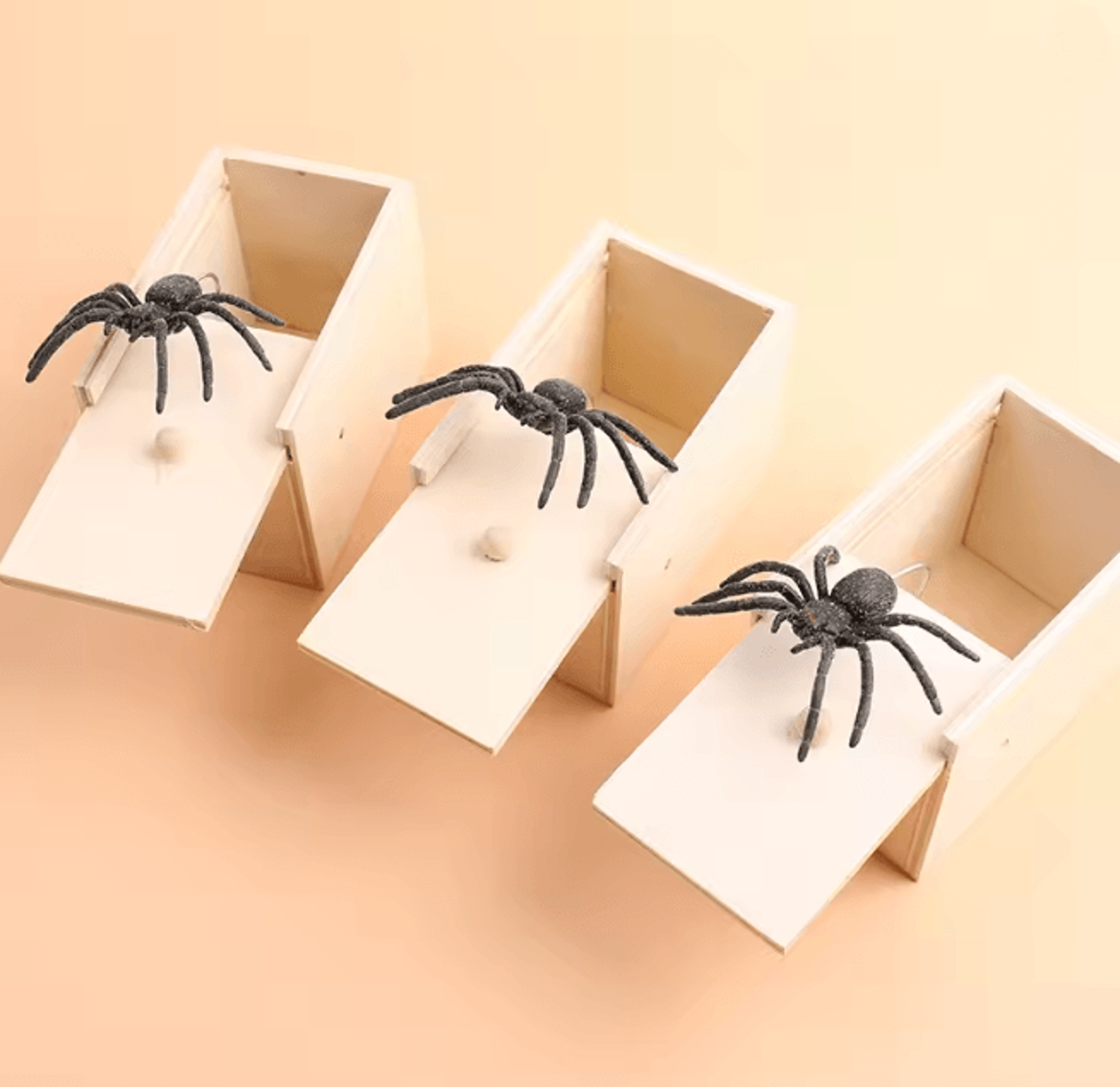 wooden spider prank box surprise toy for halloween and party fun