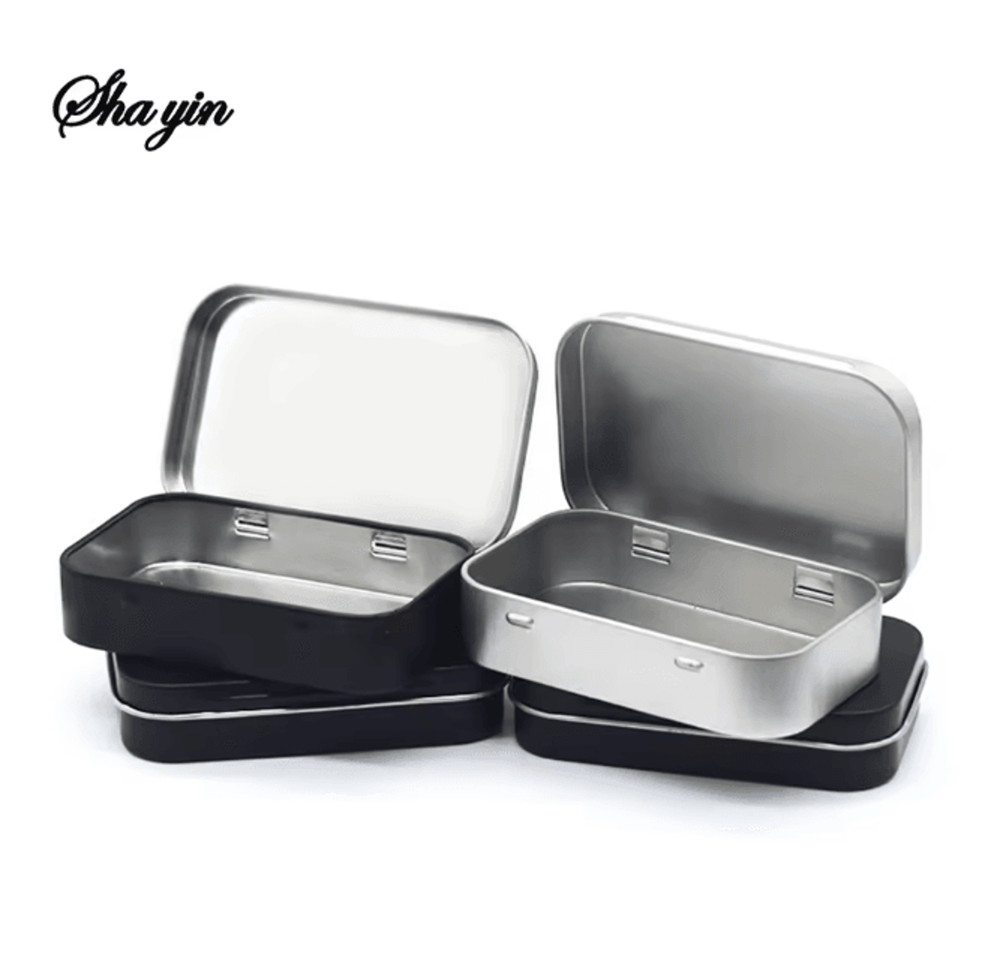 Mini Metal Tin Storage Box Hinged Small Organizer Container
