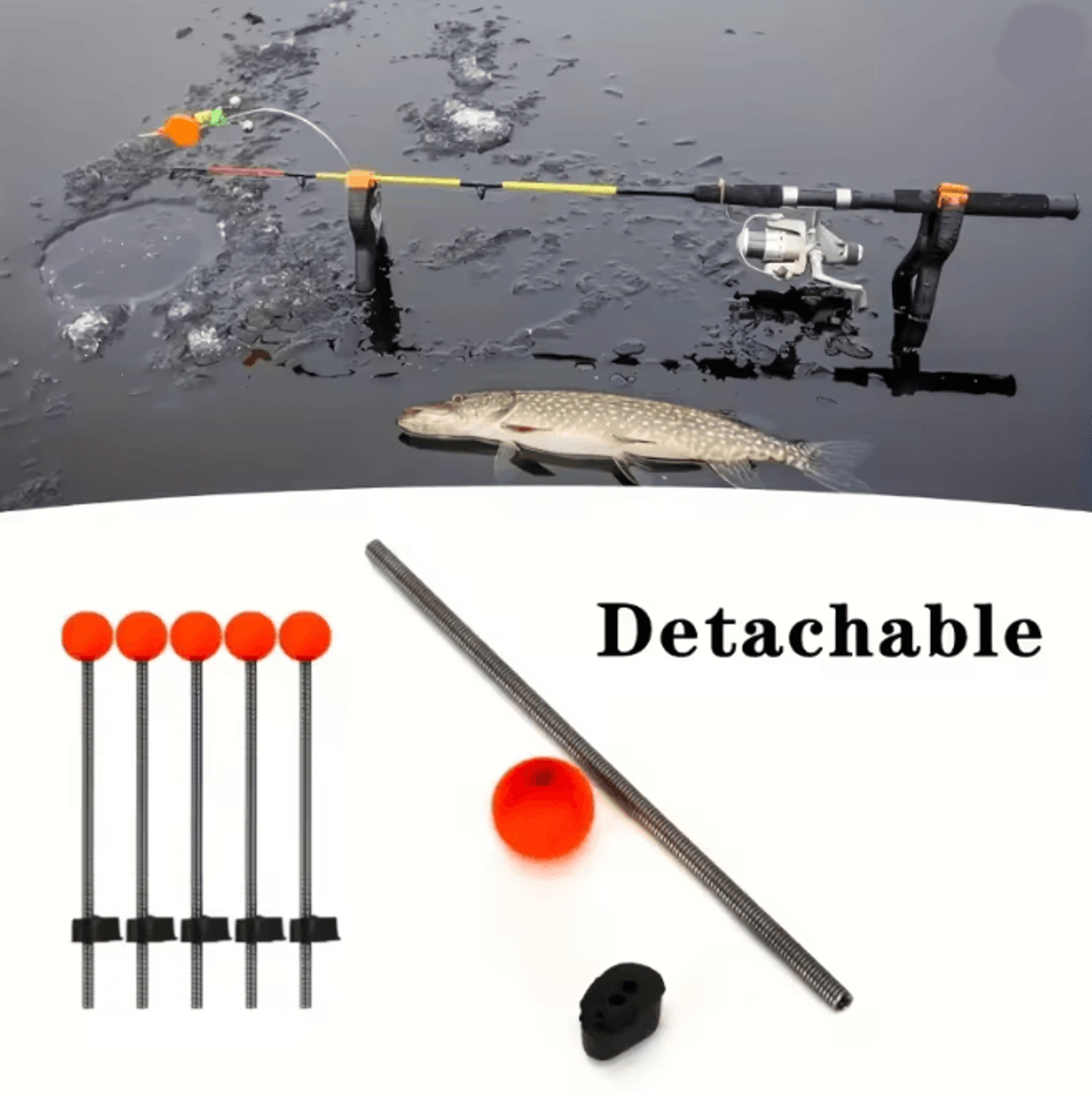 Winter Ice Fishing Rod Tip Indicator Spring Bite Detector Set