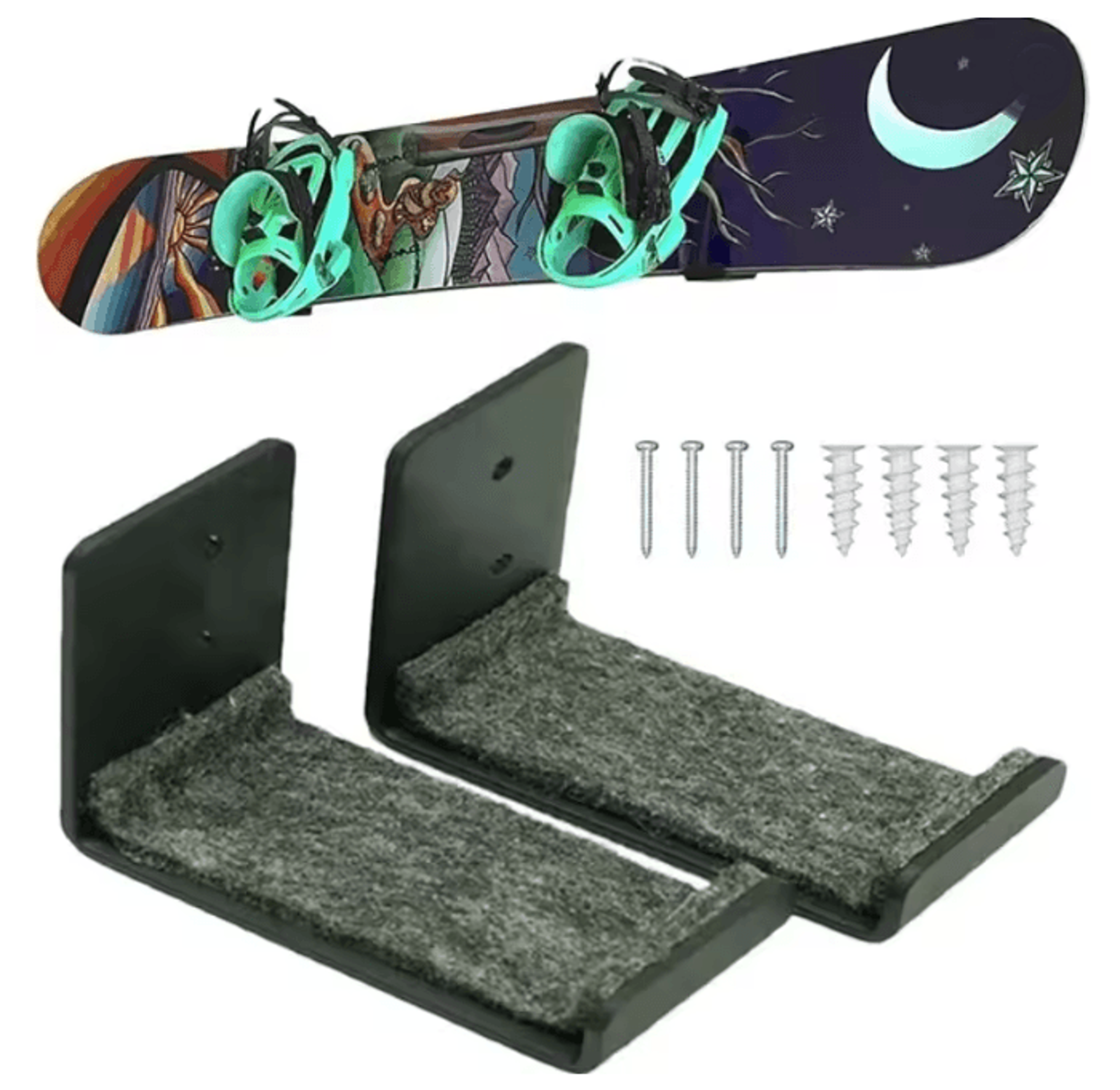matte black snowboard wall rack ski board mount holder stand