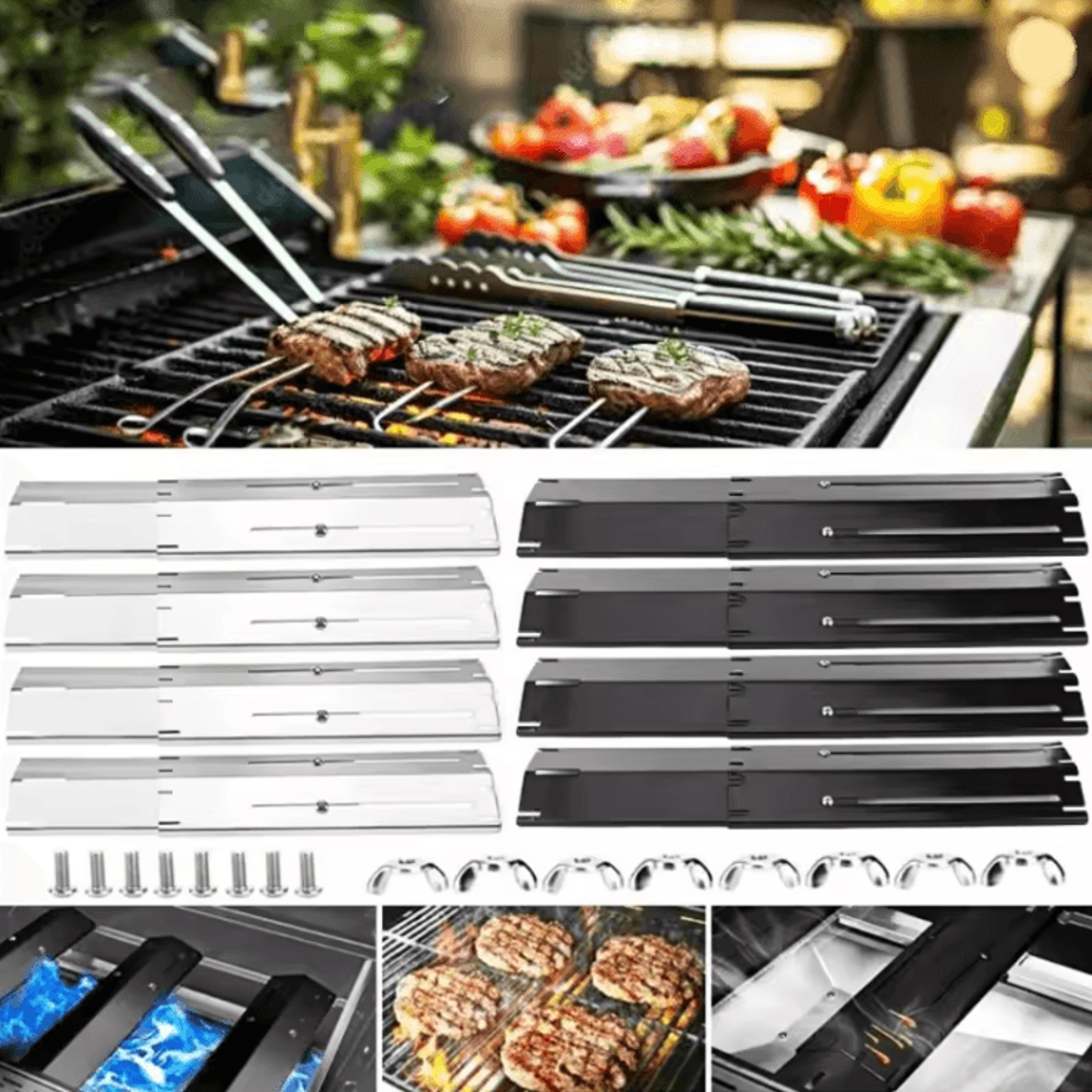 Adjustable Grill Heat Plate Shield Replacement Porcelain Steel Flavorizer Bars
