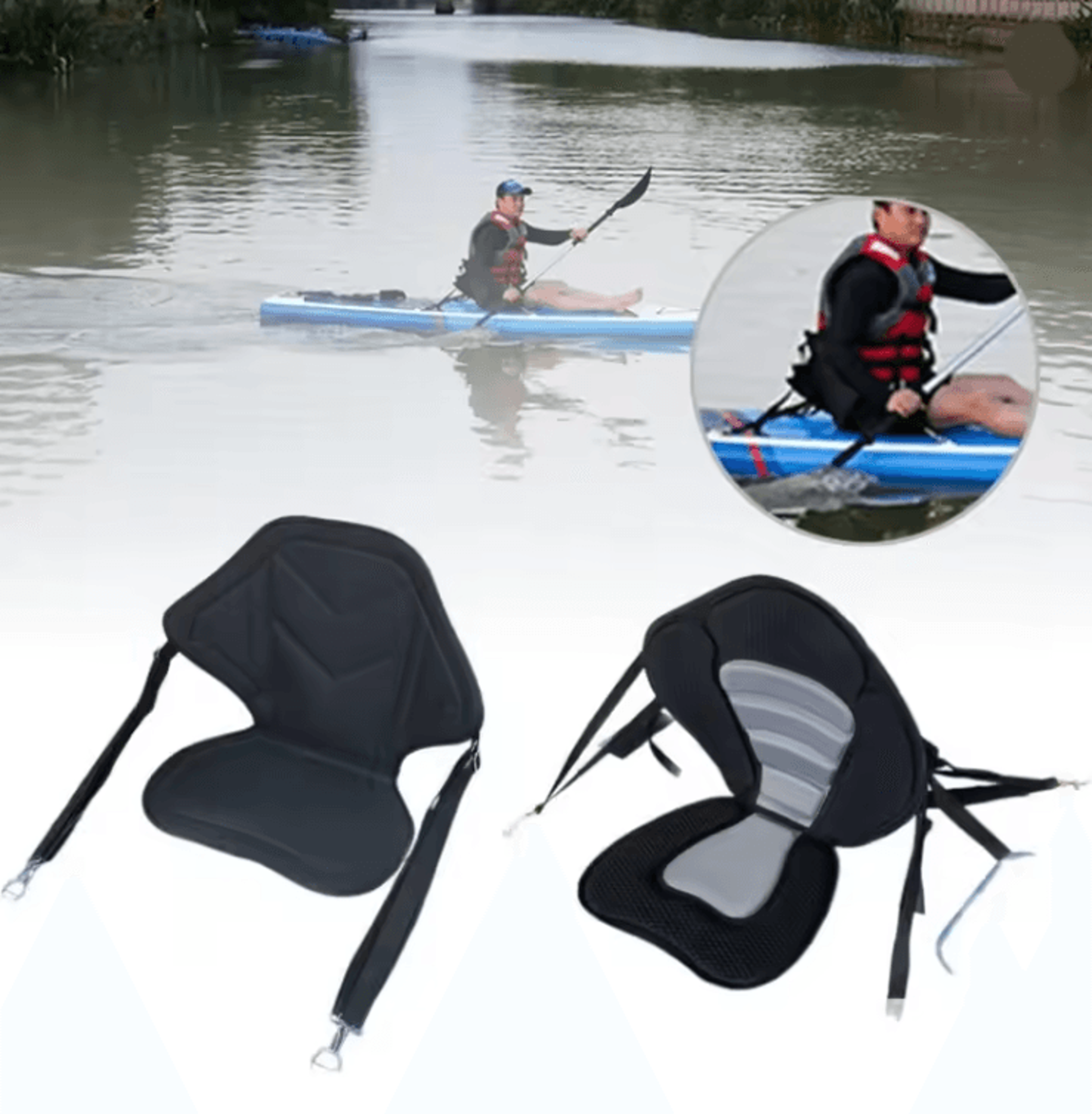 padded kayak seat adjustable back support for canoe sup and fishing