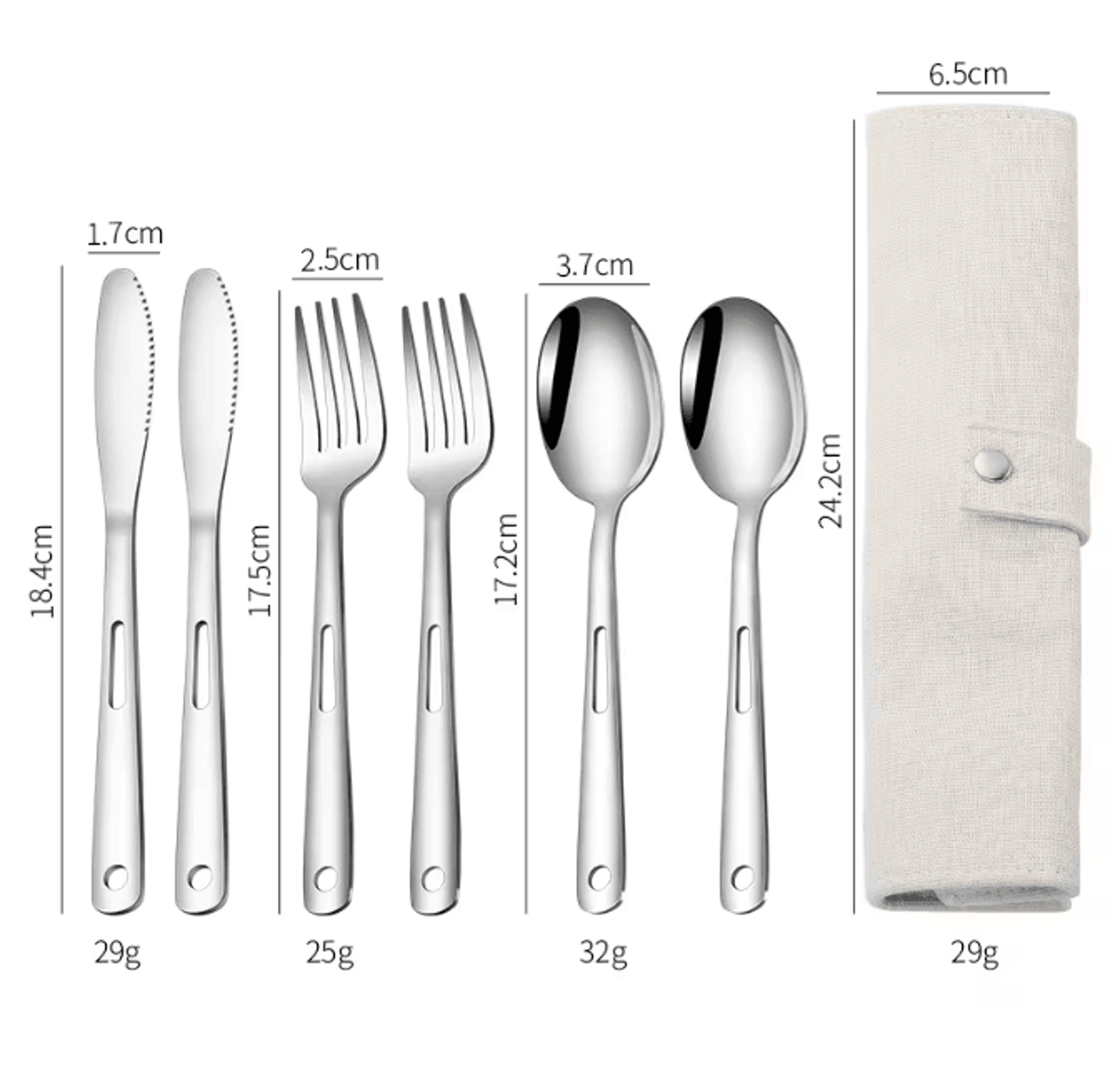 portable camping cutlery set spoon fork knife for travel and outdoor use
