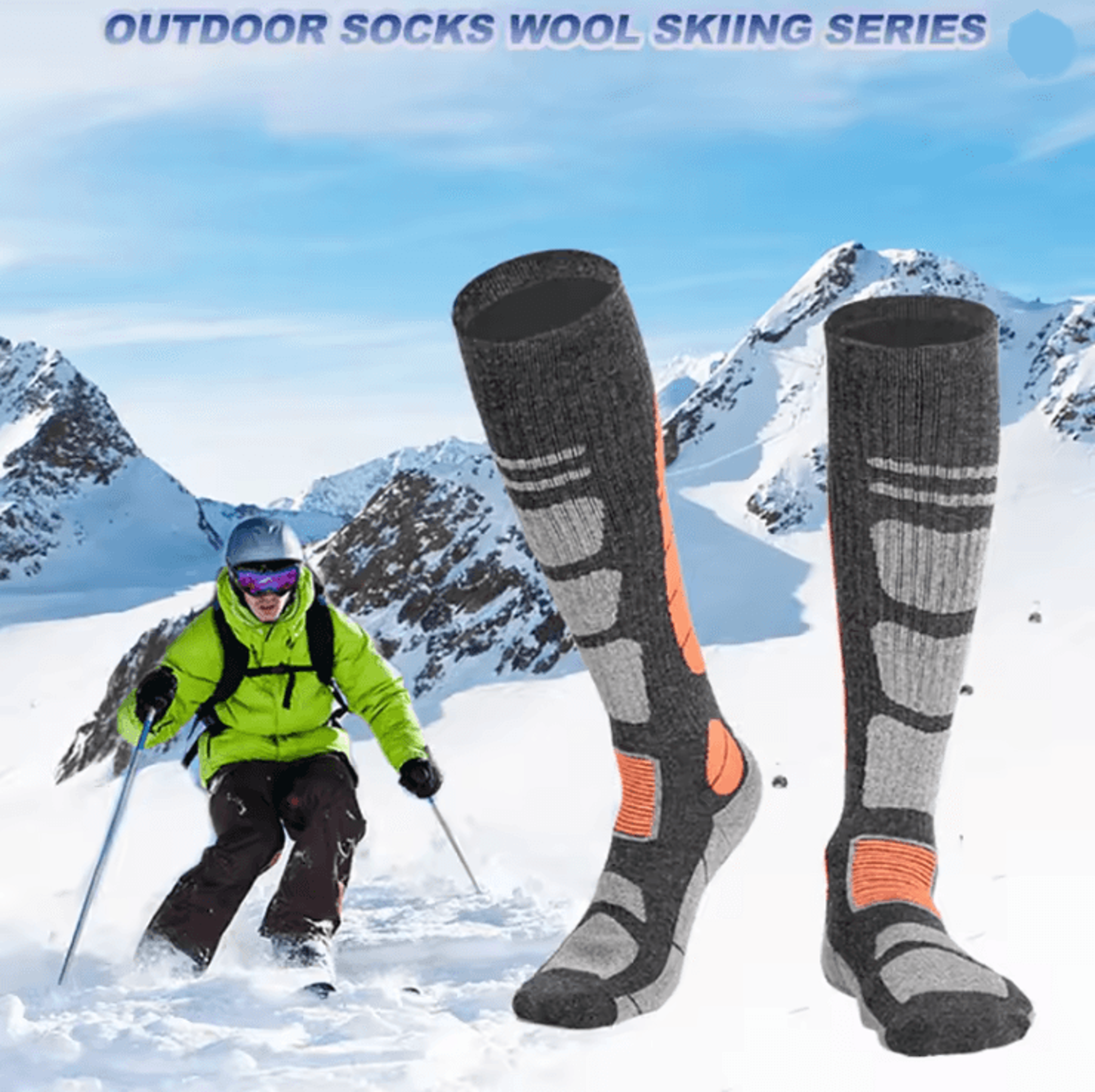 Merino Wool Thermal Compression Socks for Winter Ski Hiking and Snowboarding