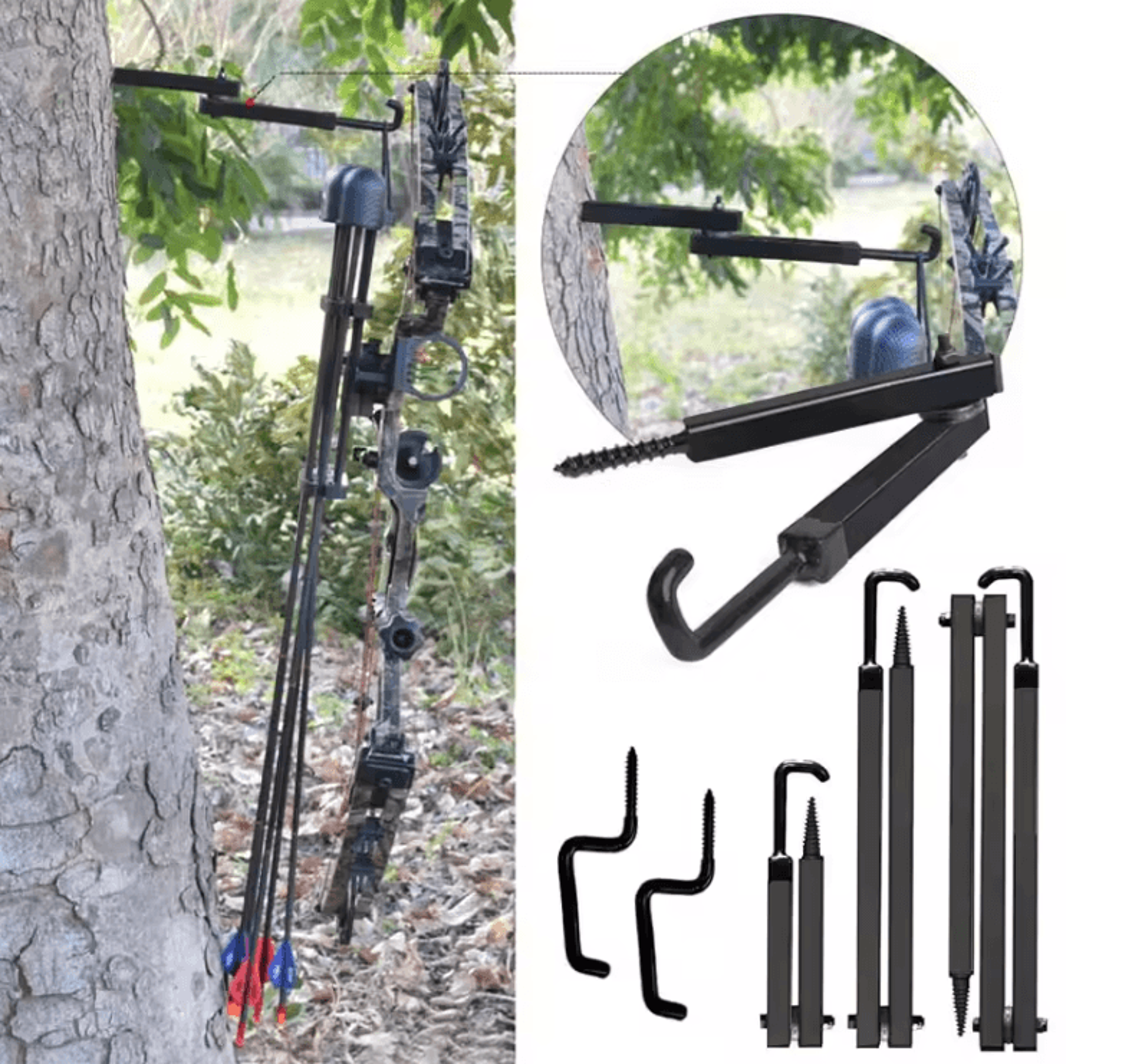 Tree Stand Bow Hanger Folding Bow Holder Hook for Hunting and Archery