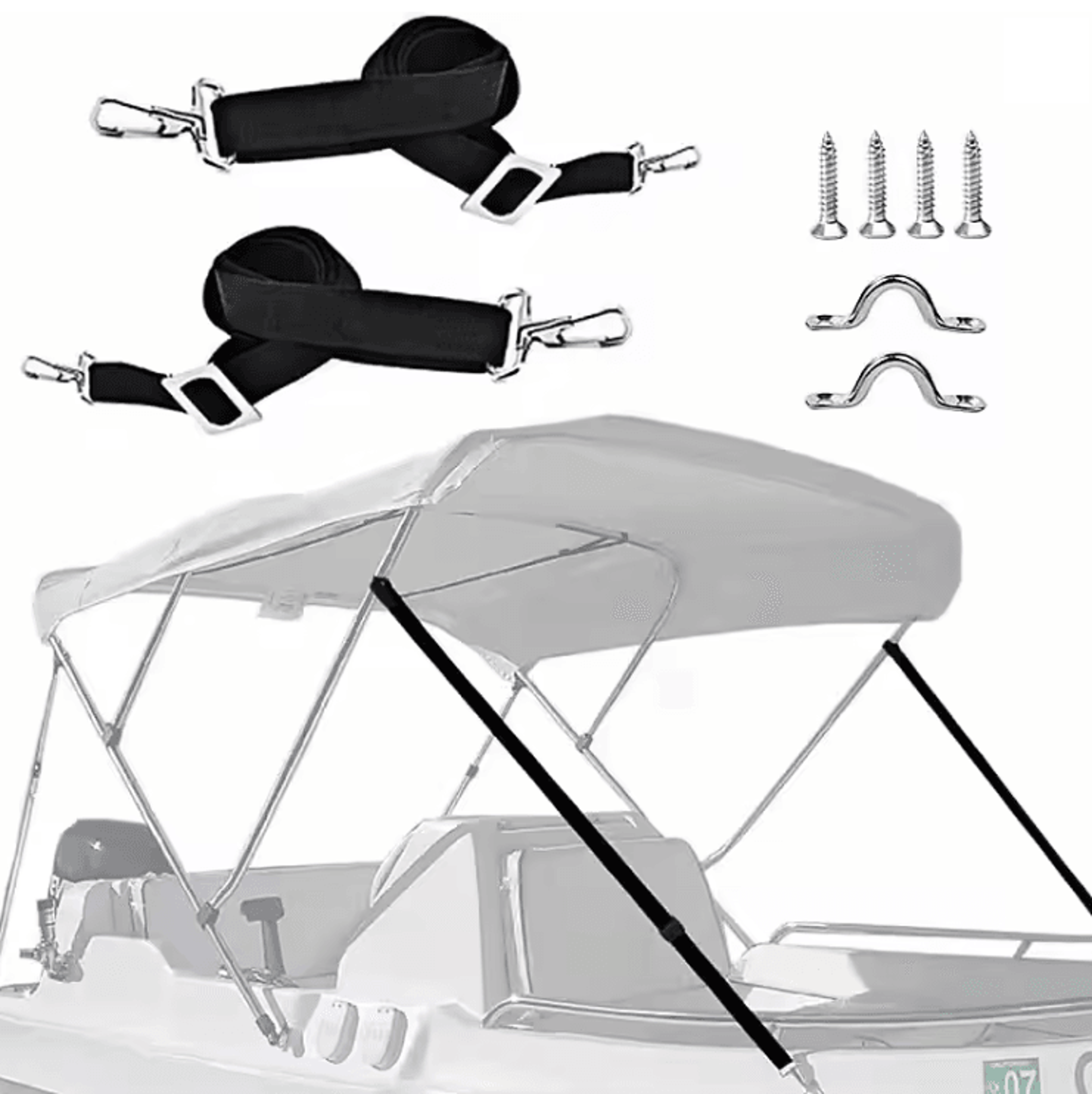 Adjustable Bimini Boat Awning Straps Marine Canopy Tie Down Set