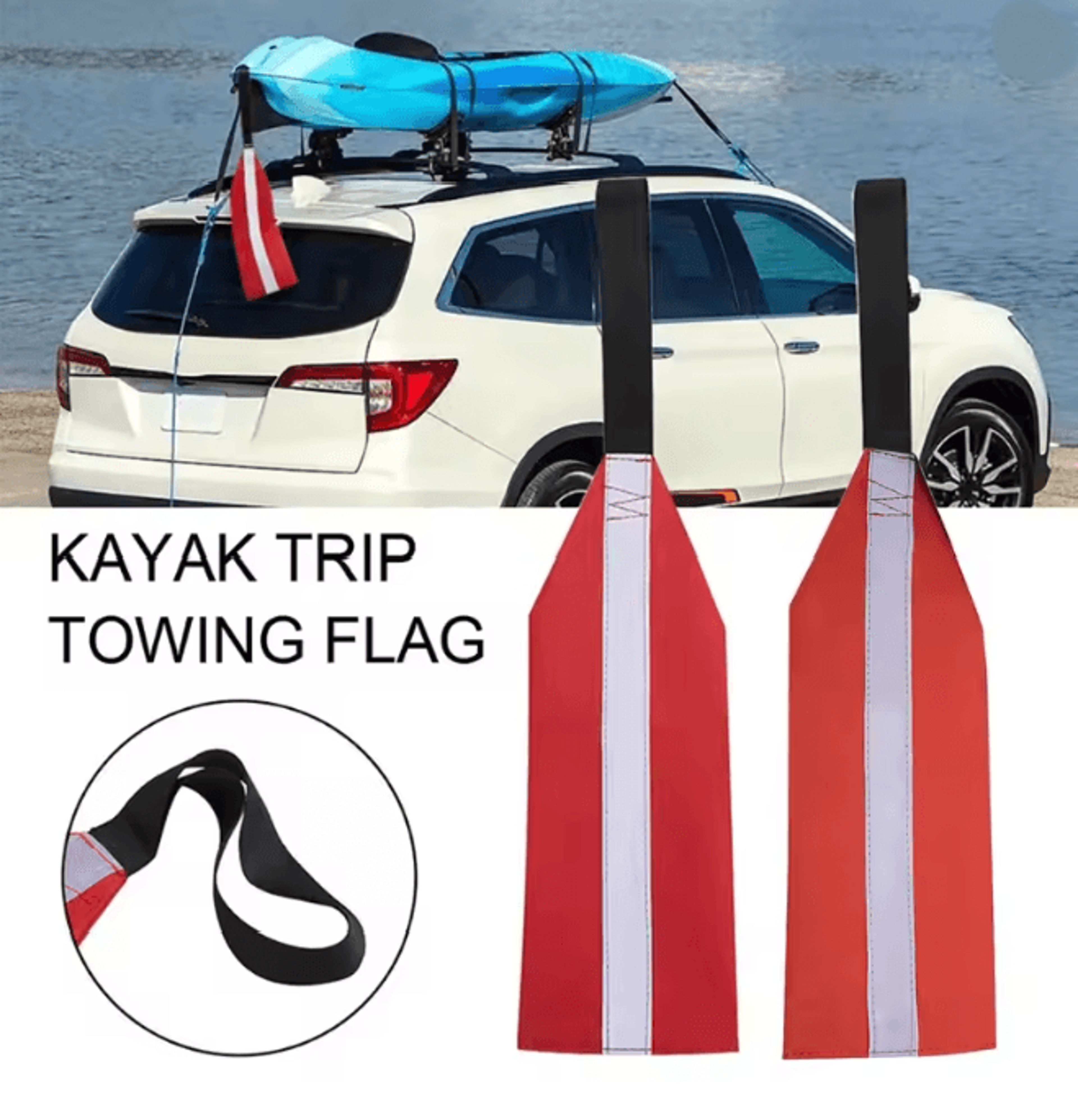 Kayak Safety Flag High Visibility Reflective Warning Flag for Canoe and Boat