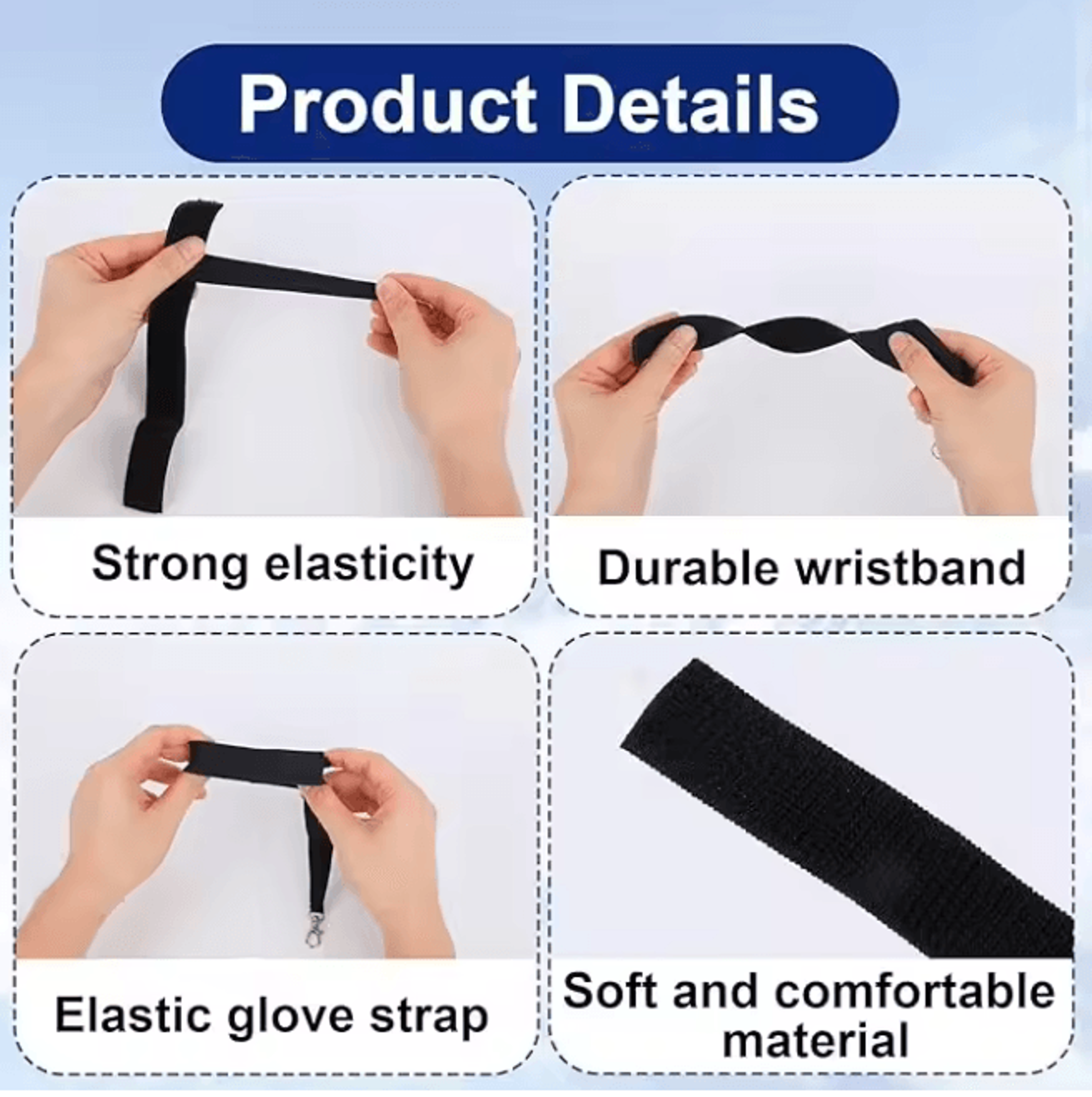 Ski Glove Leash Safety Straps Elastic Anti Lost Glove Straps Set of 4