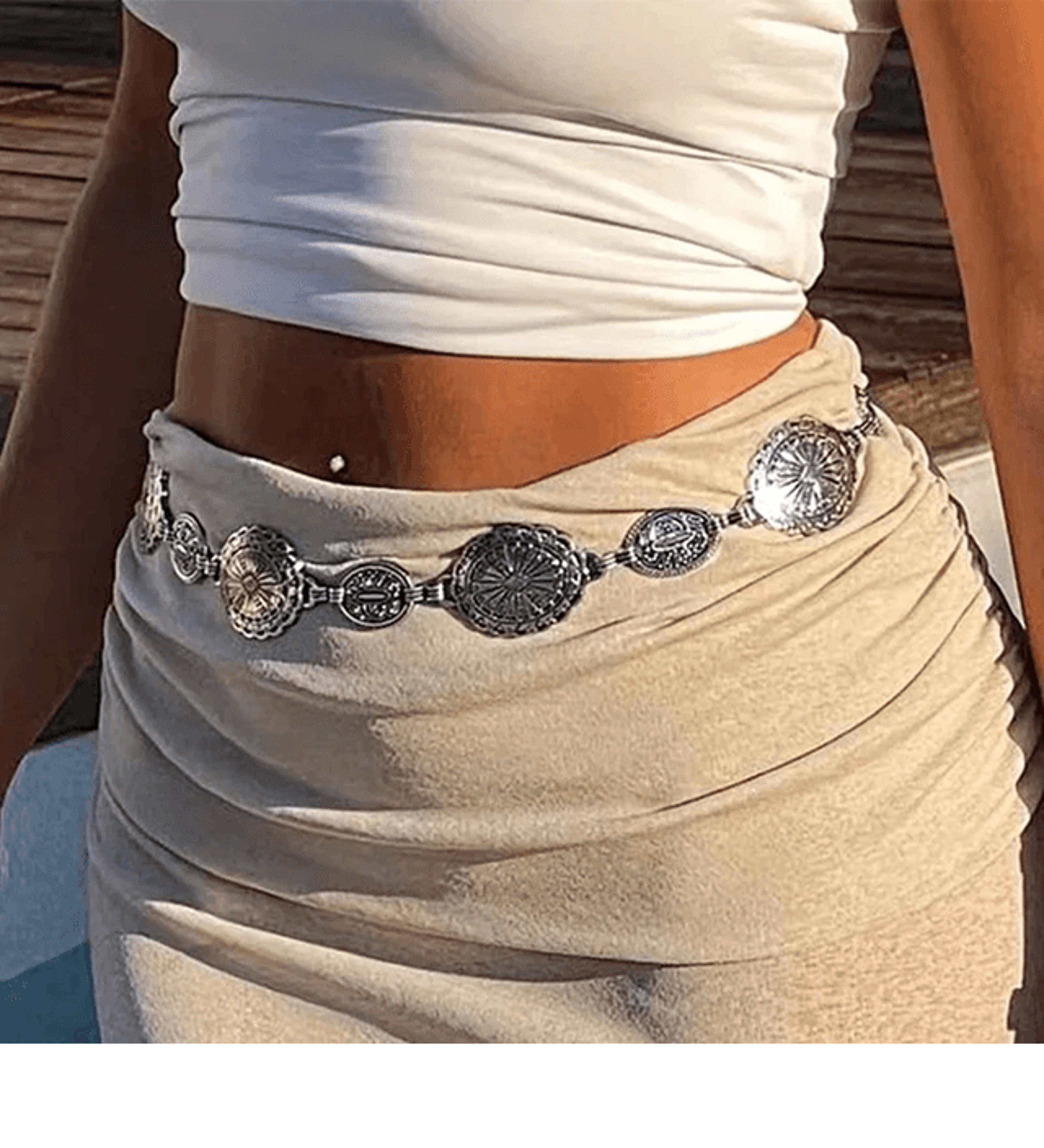 Retro Womens Metal Waist Chain Circle Link Belt