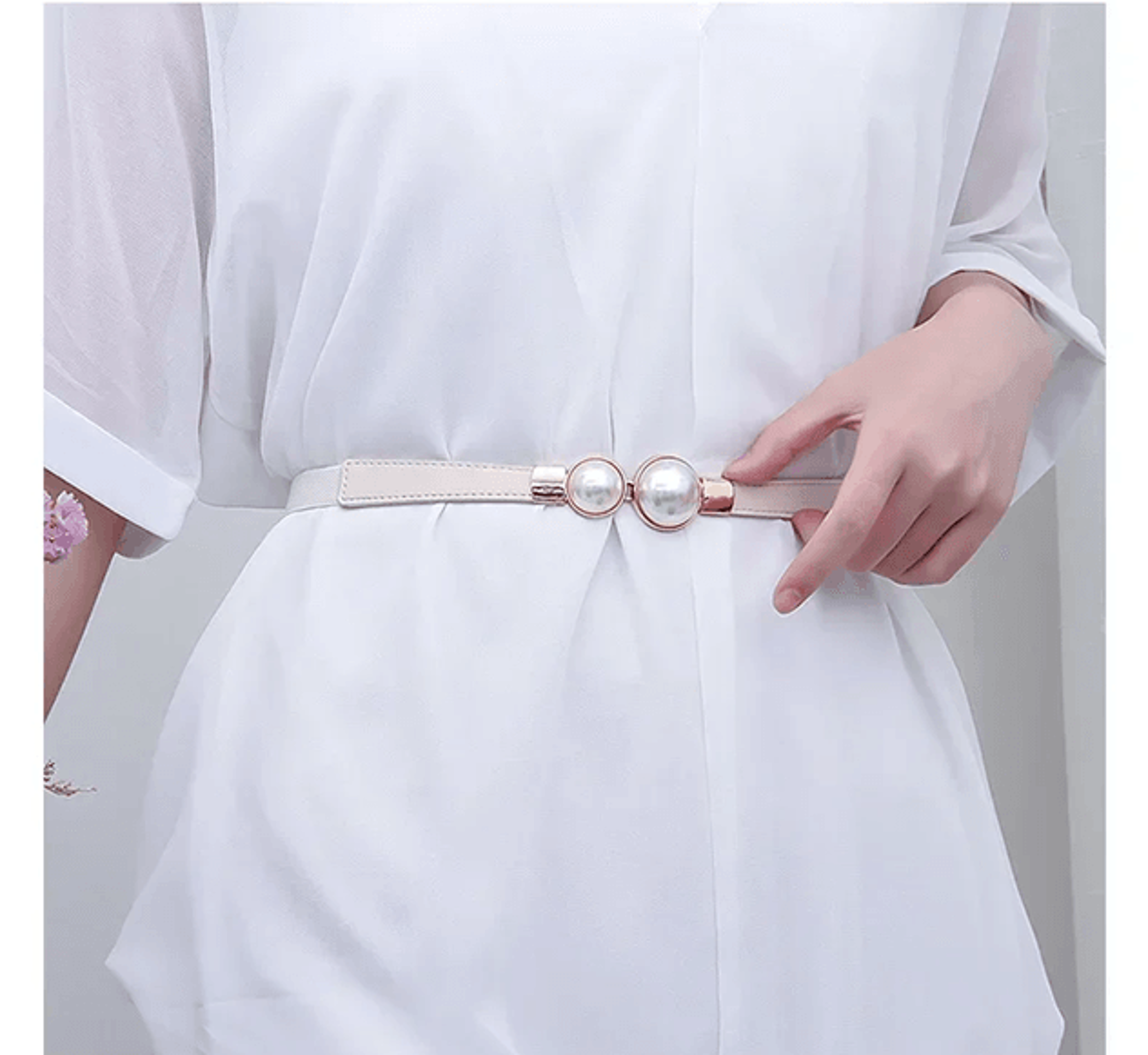 Elegant Vintage Pearl Waist Chain Elastic Slim Belt