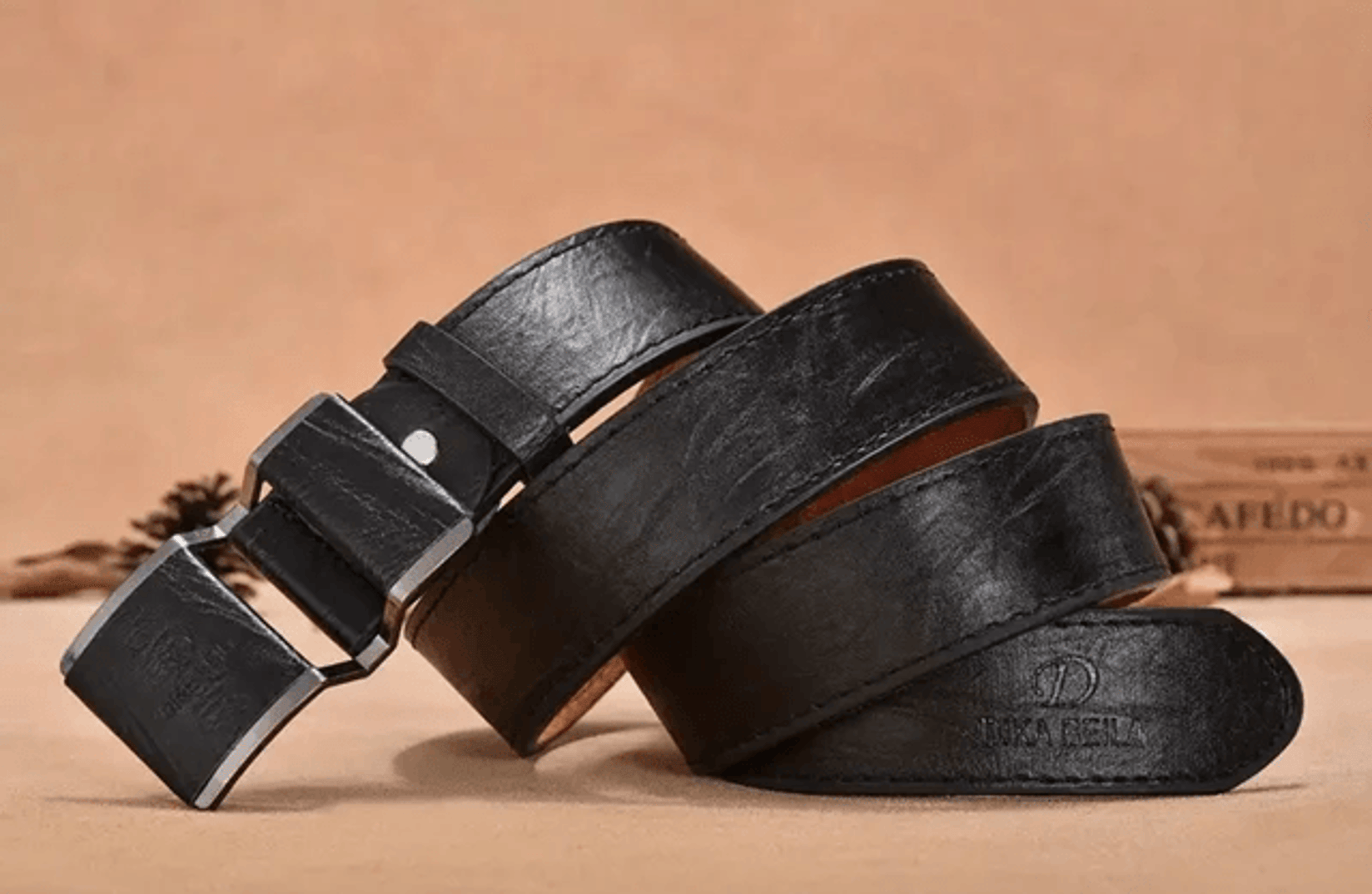 Mens Business Casual Leather Belt Smooth Buckle