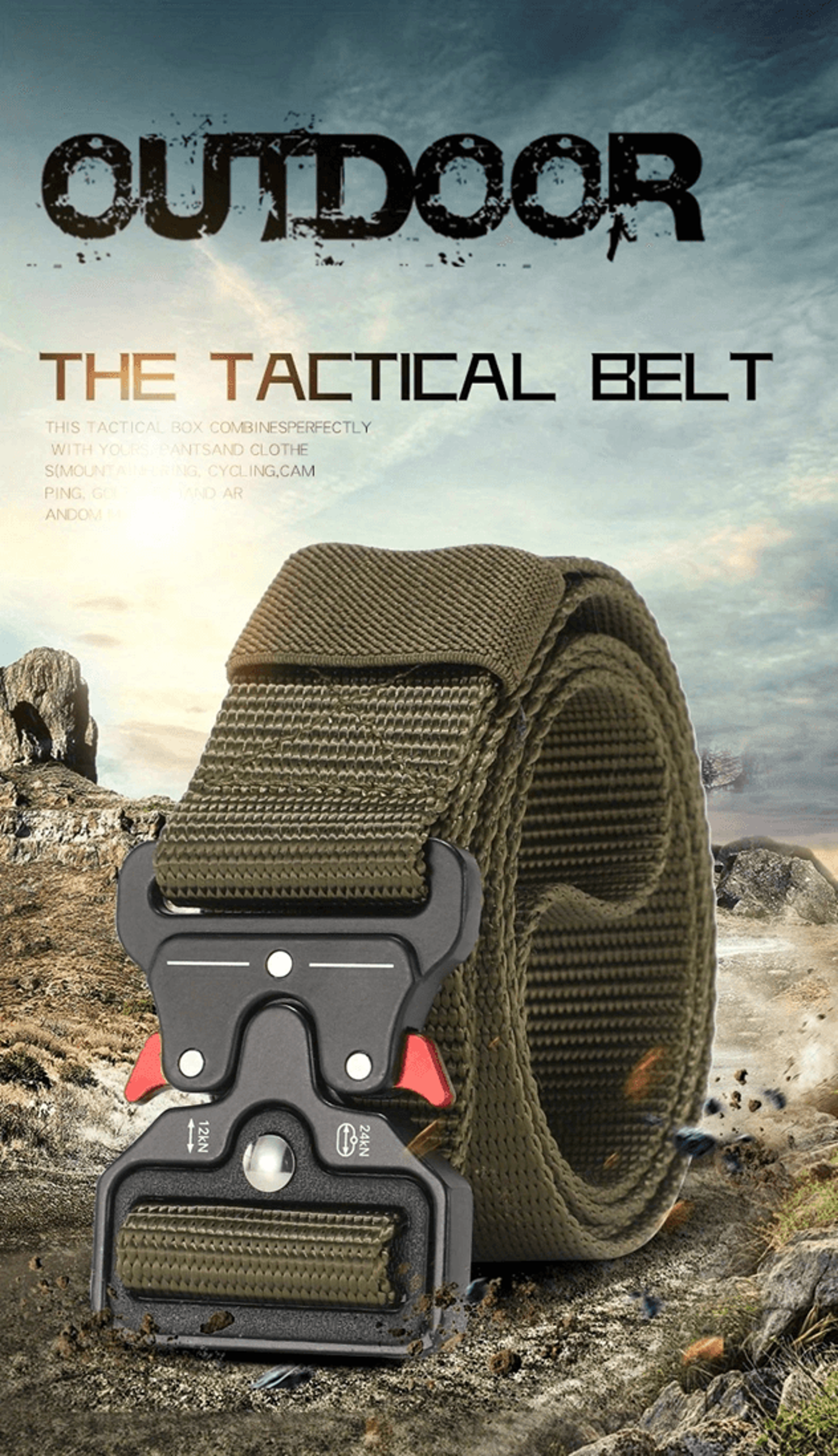 Mens Tactical Canvas Belt Heavy Duty Outdoor Work and Hunting Belt