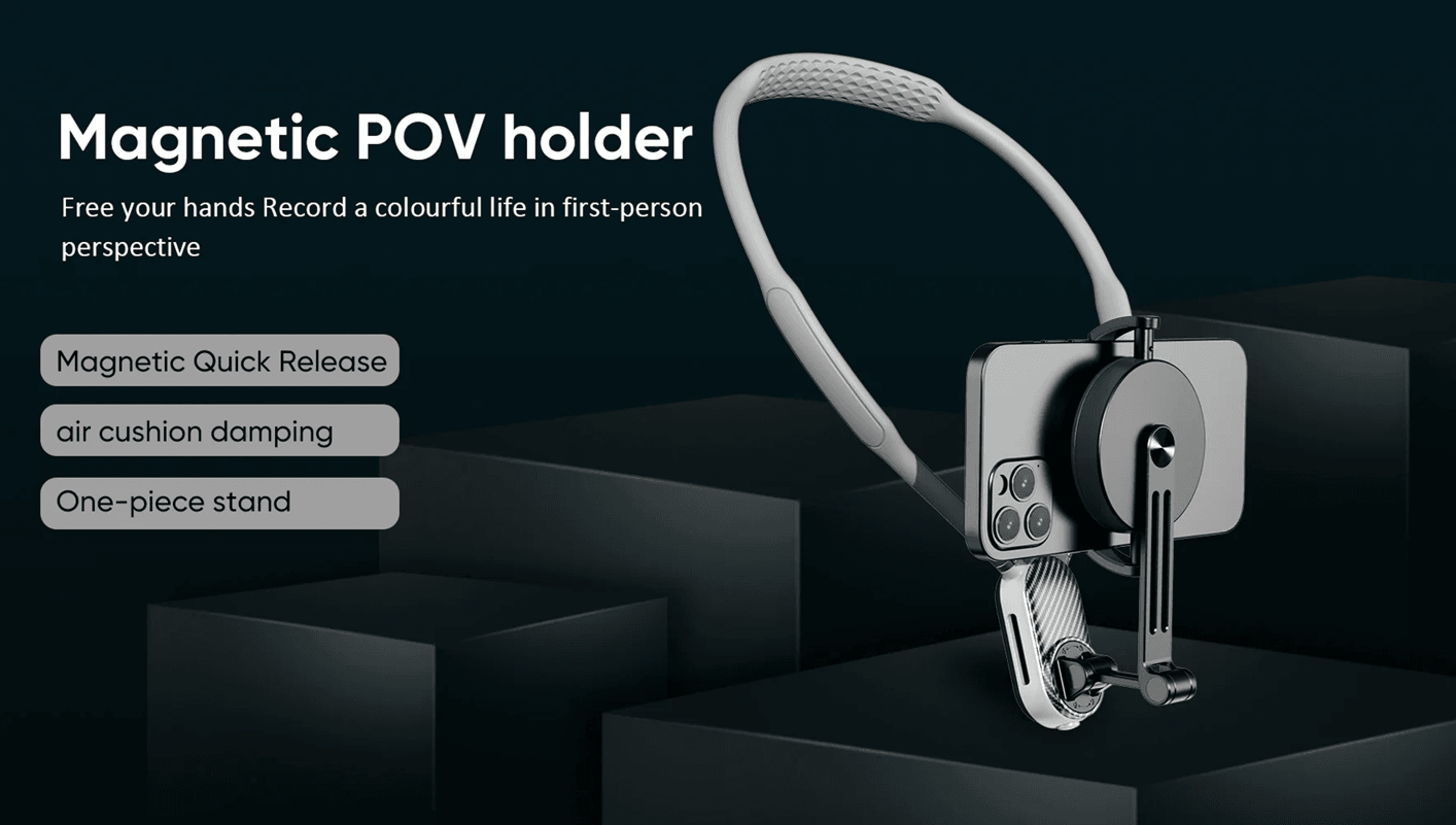 Magnetic Neck Mount Phone Holder Silicone Hands Free Video Stand