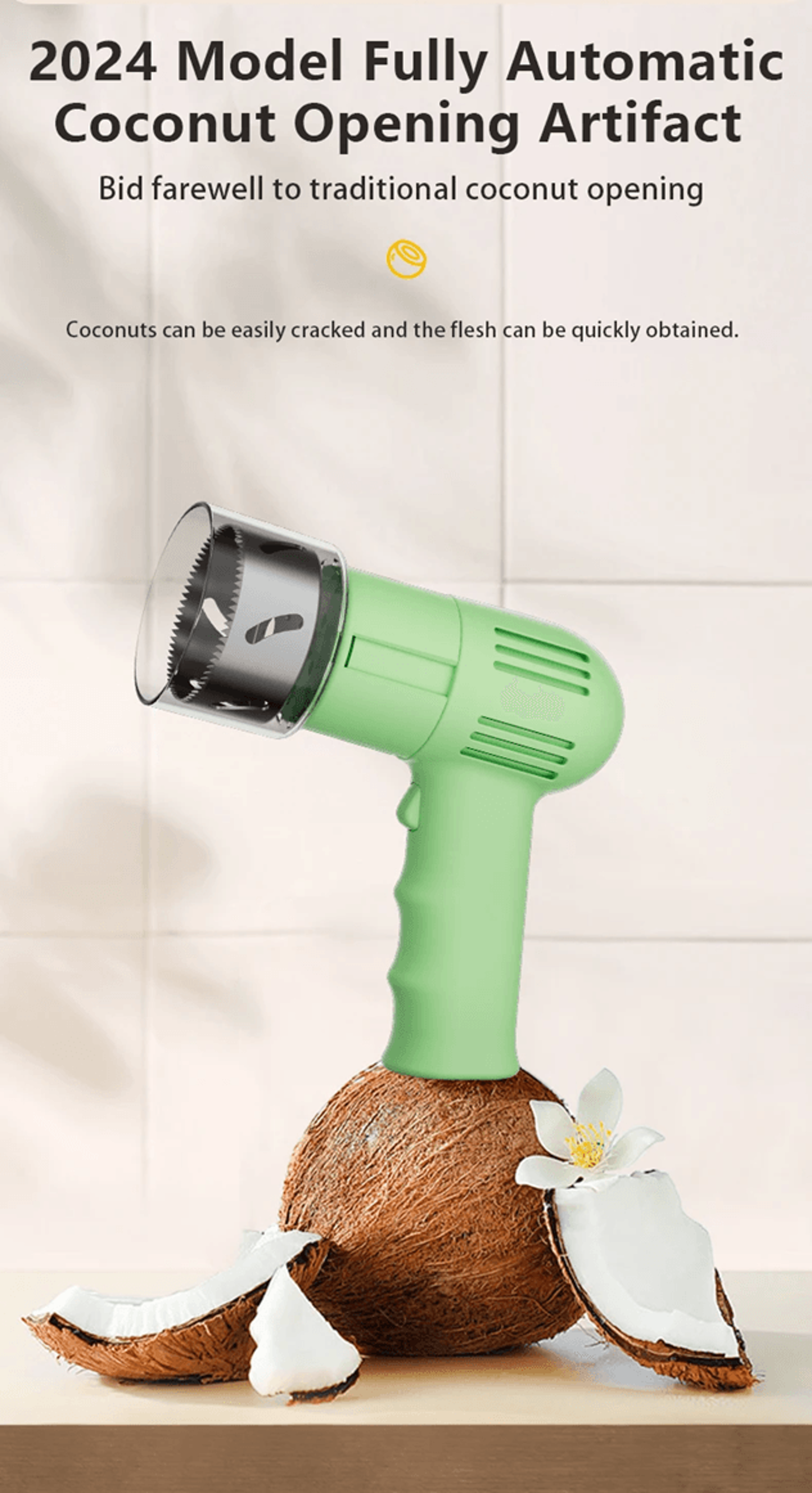 Automatic Coconut Opener Tool Easy Coconut Water Extractor and Meat Scraper