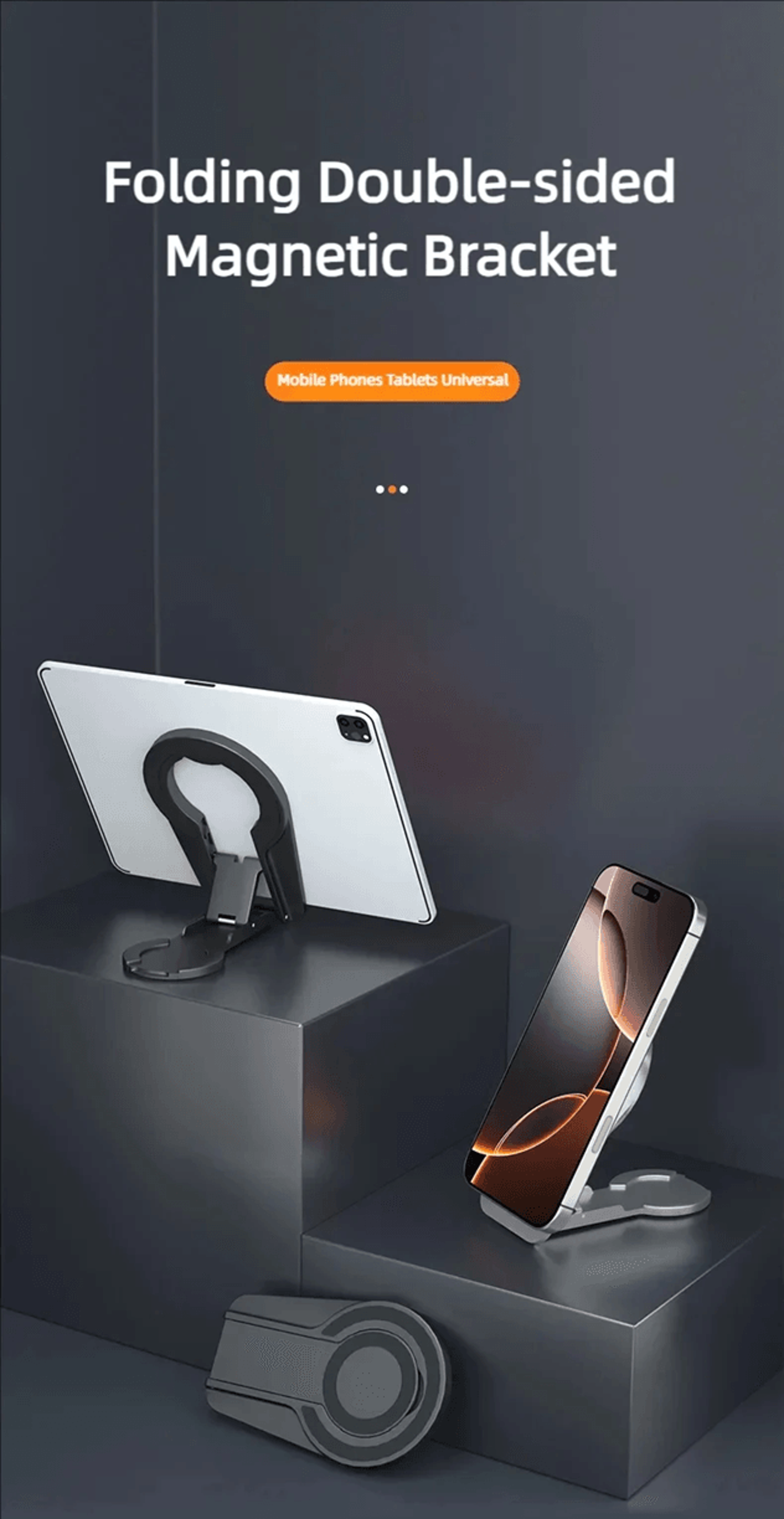 Double Sided MagSafe Phone Grip Foldable Magnetic Desk and Car Stand