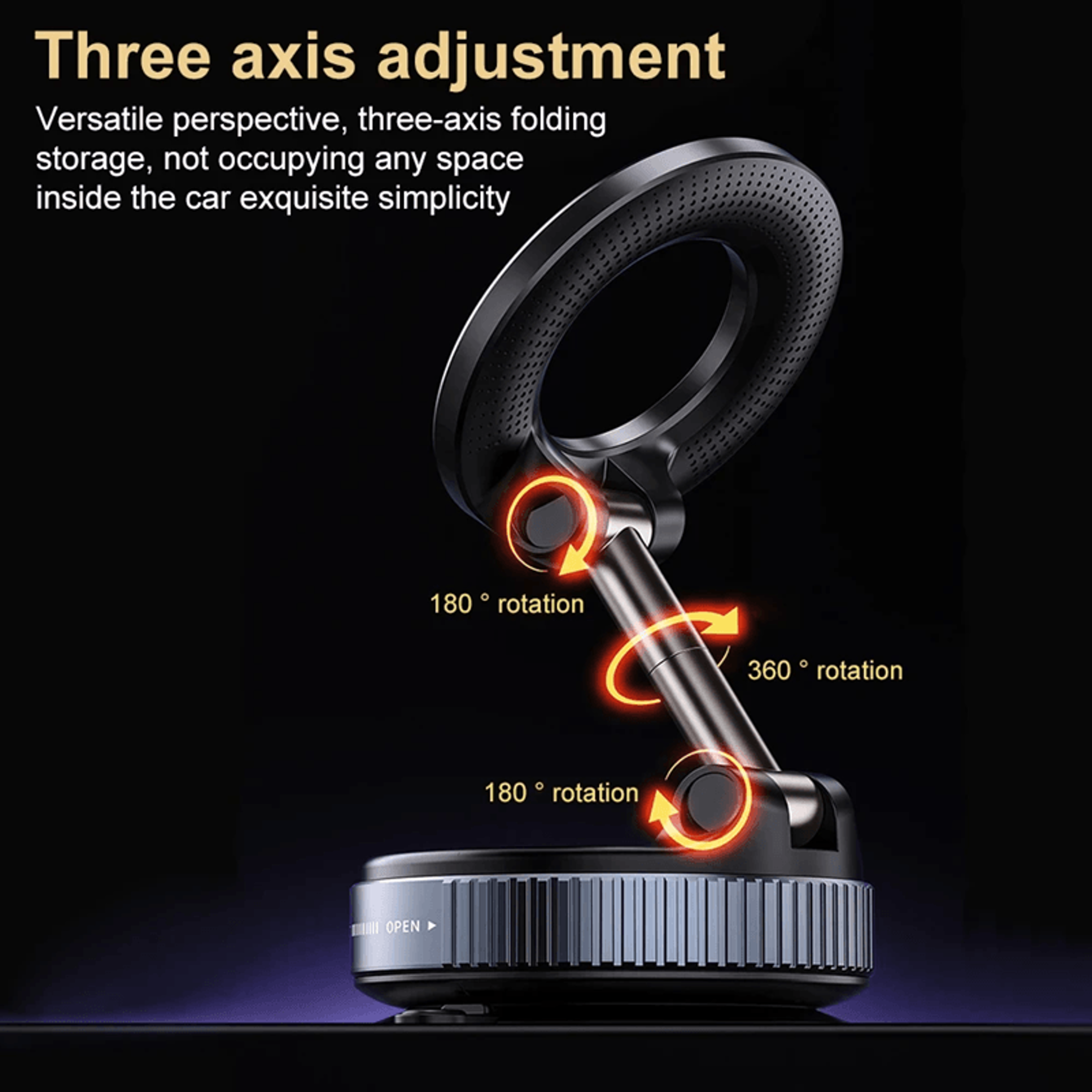 360 Degree Magnetic Car Dashboard Phone Holder Foldable Suction Mount