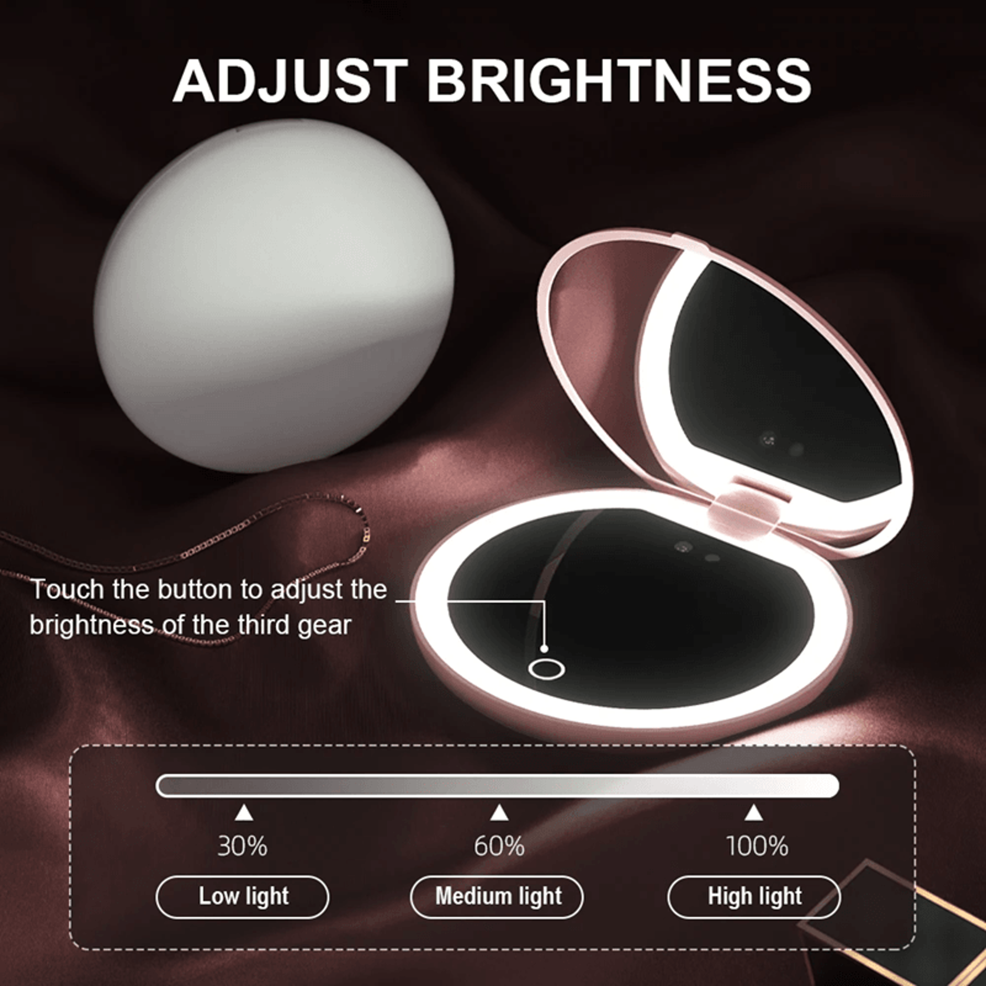 Smart UV Sunscreen Makeup Mirror with LED Light and Sunscreen Detection